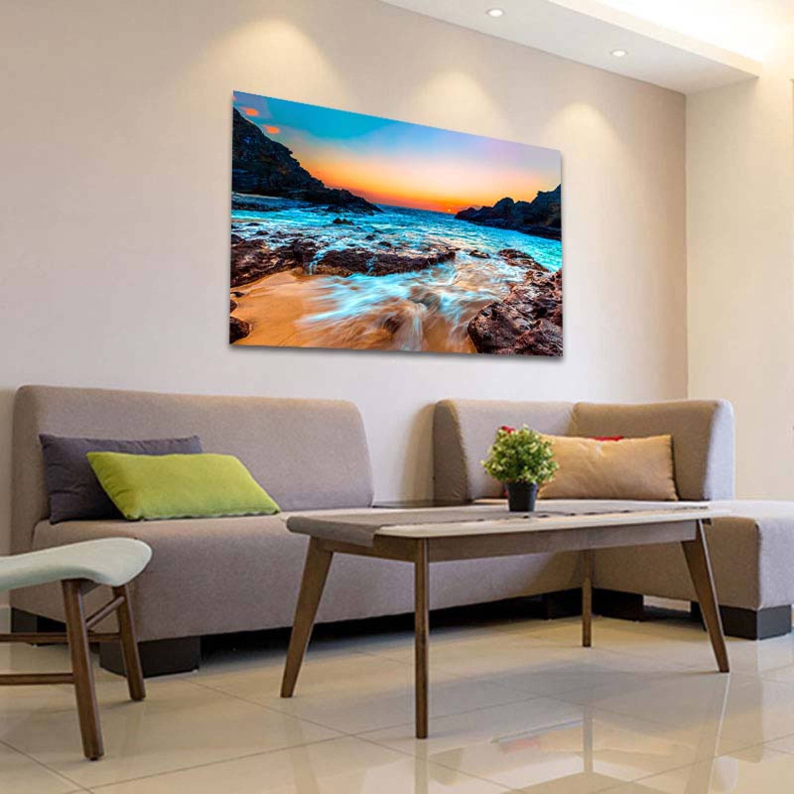 Cuadro Decorativo Canvas Paisaje del Atardecer desde la orilla del mar 135 X 90 cm.