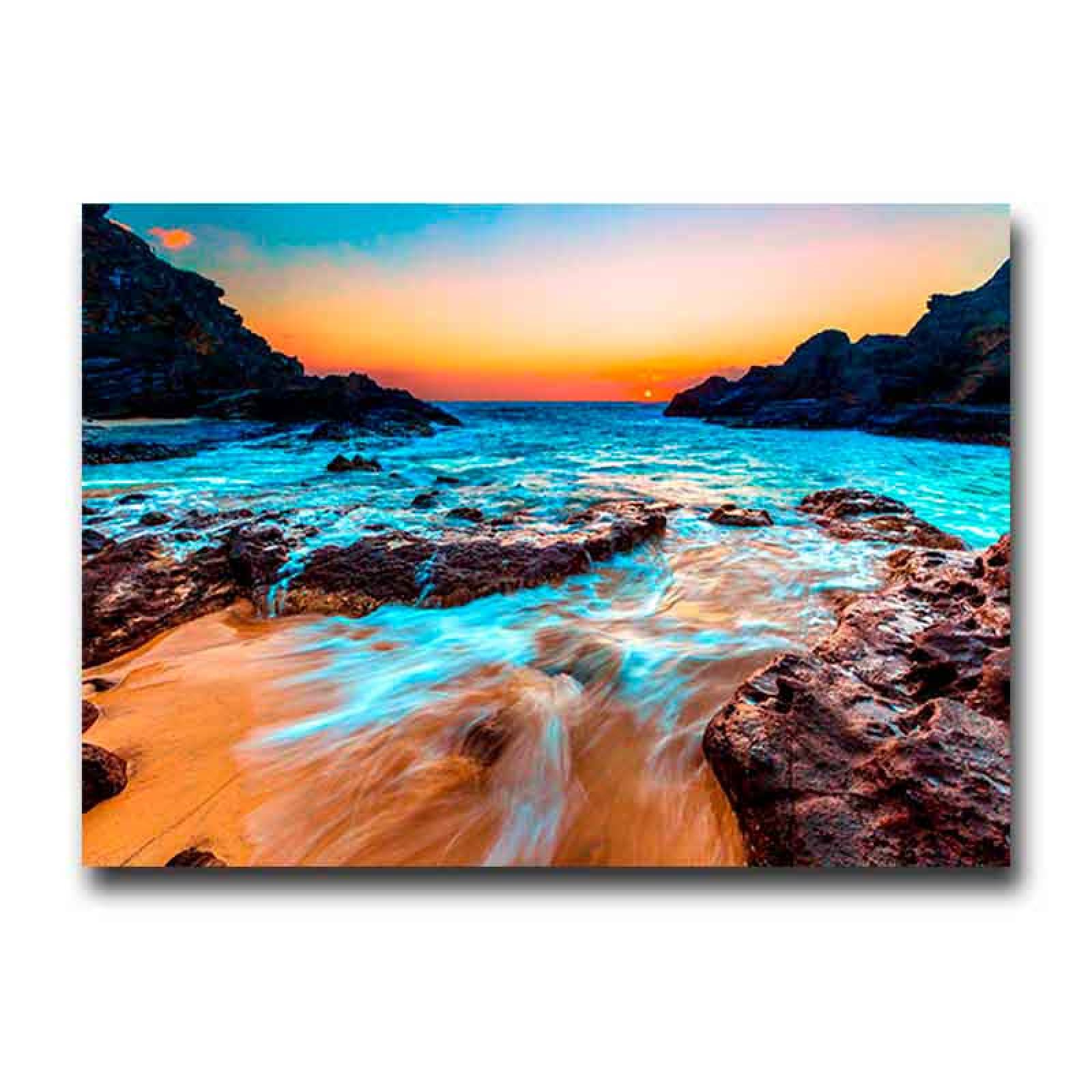 Cuadro Decorativo Canvas Paisaje del Atardecer desde la orilla del mar 135 X 90 cm.