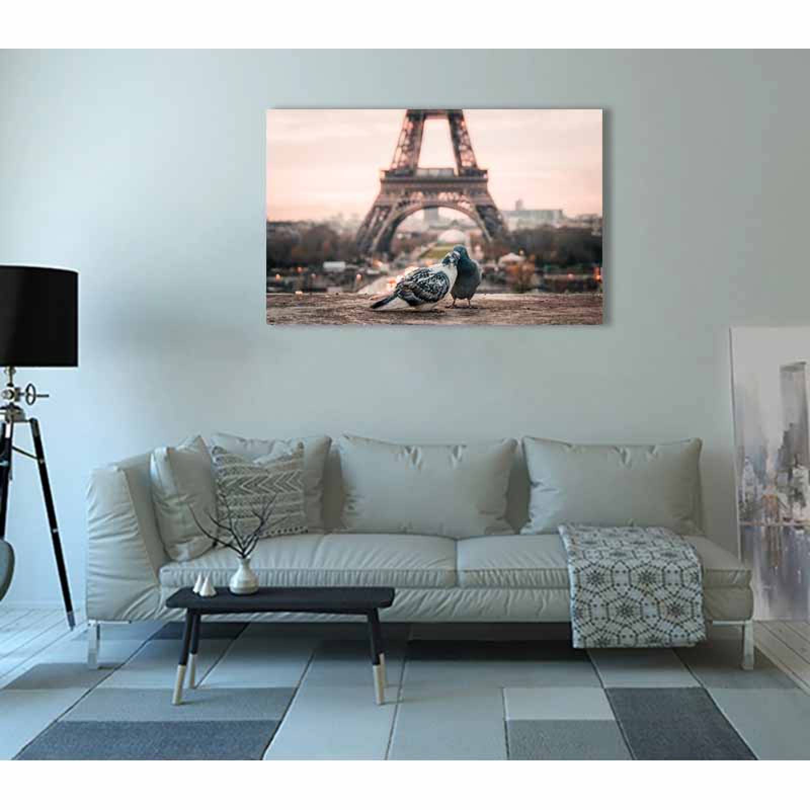 Cuadro Decorativo Canvas Paisaje de Pareja de Aves Paris de 135 X 90 cm.