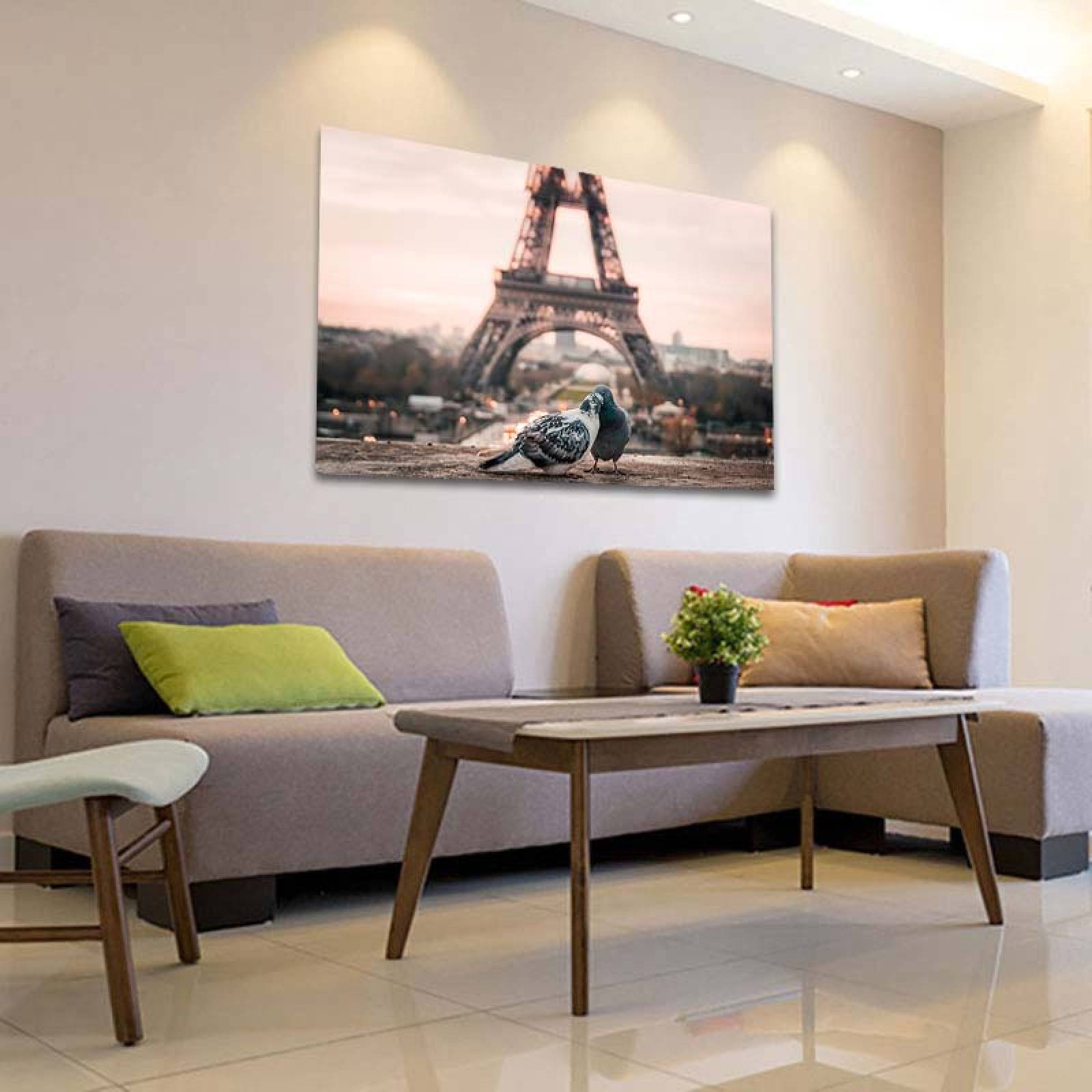 Cuadro Decorativo Canvas Paisaje de Pareja de Aves Paris de 135 X 90 cm.