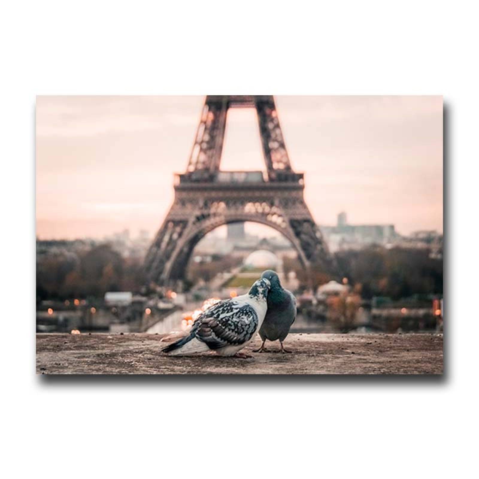 Cuadro Decorativo Canvas Paisaje de Pareja de Aves Paris de 135 X 90 cm.