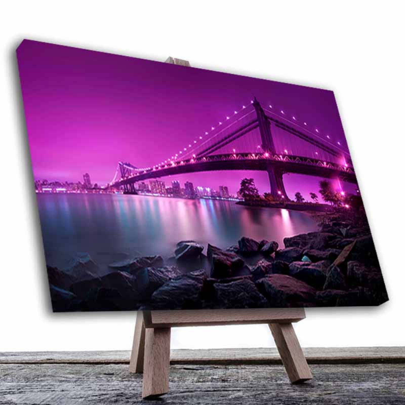 Cuadro Decorativo Canvas Paisaje del Puente cercano a la Isla Libertad NY de 135 X 90 cm.