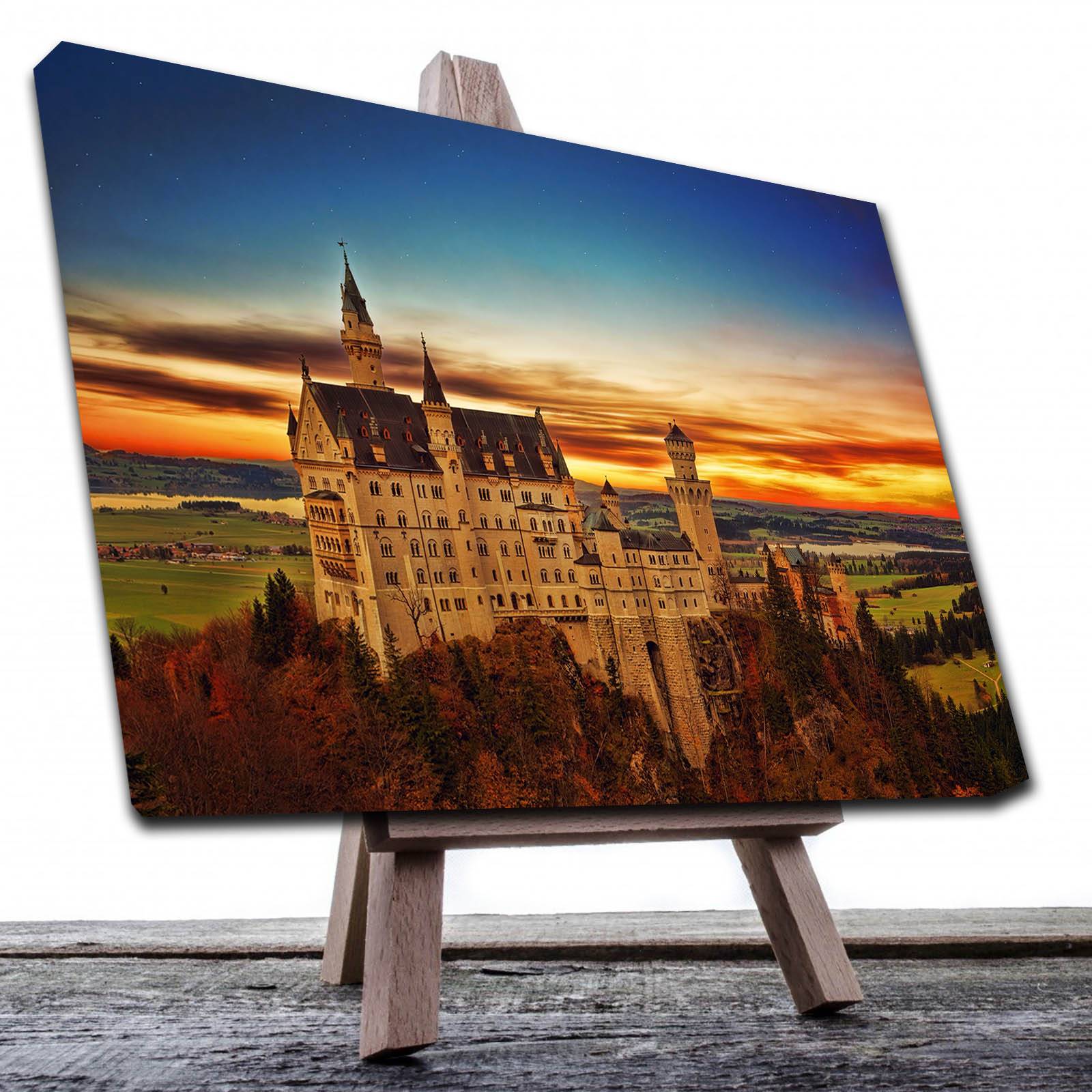 Cuadro Decorativo Canvas Paisaje Castillo Neuschwanstein en Alemania de 90 X 60 cm