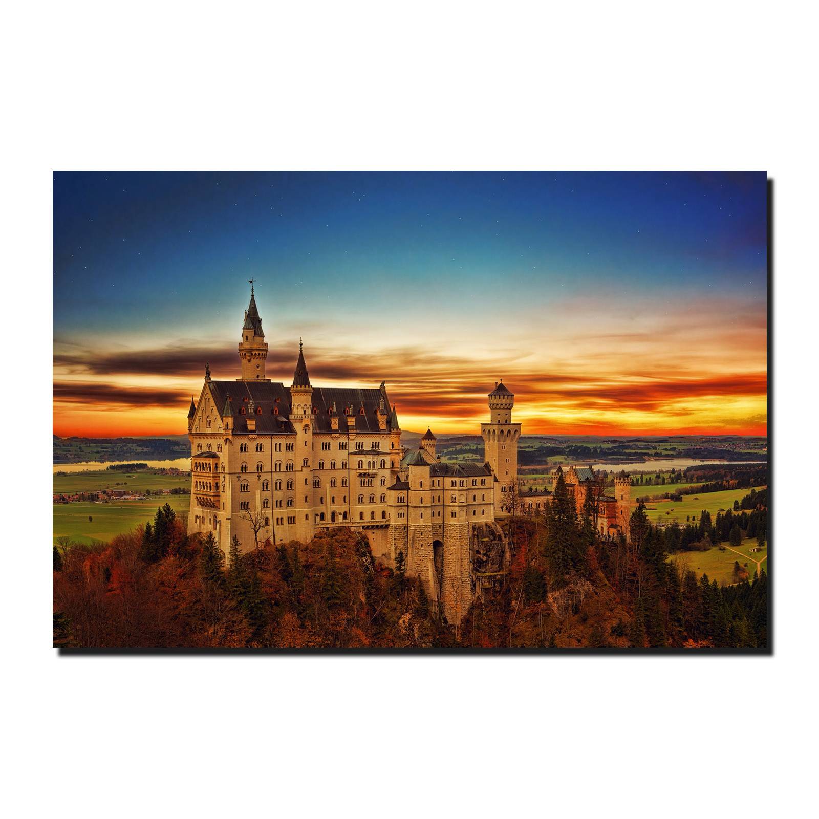 Cuadro Decorativo Canvas Paisaje Castillo Neuschwanstein en Alemania de 90 X 60 cm