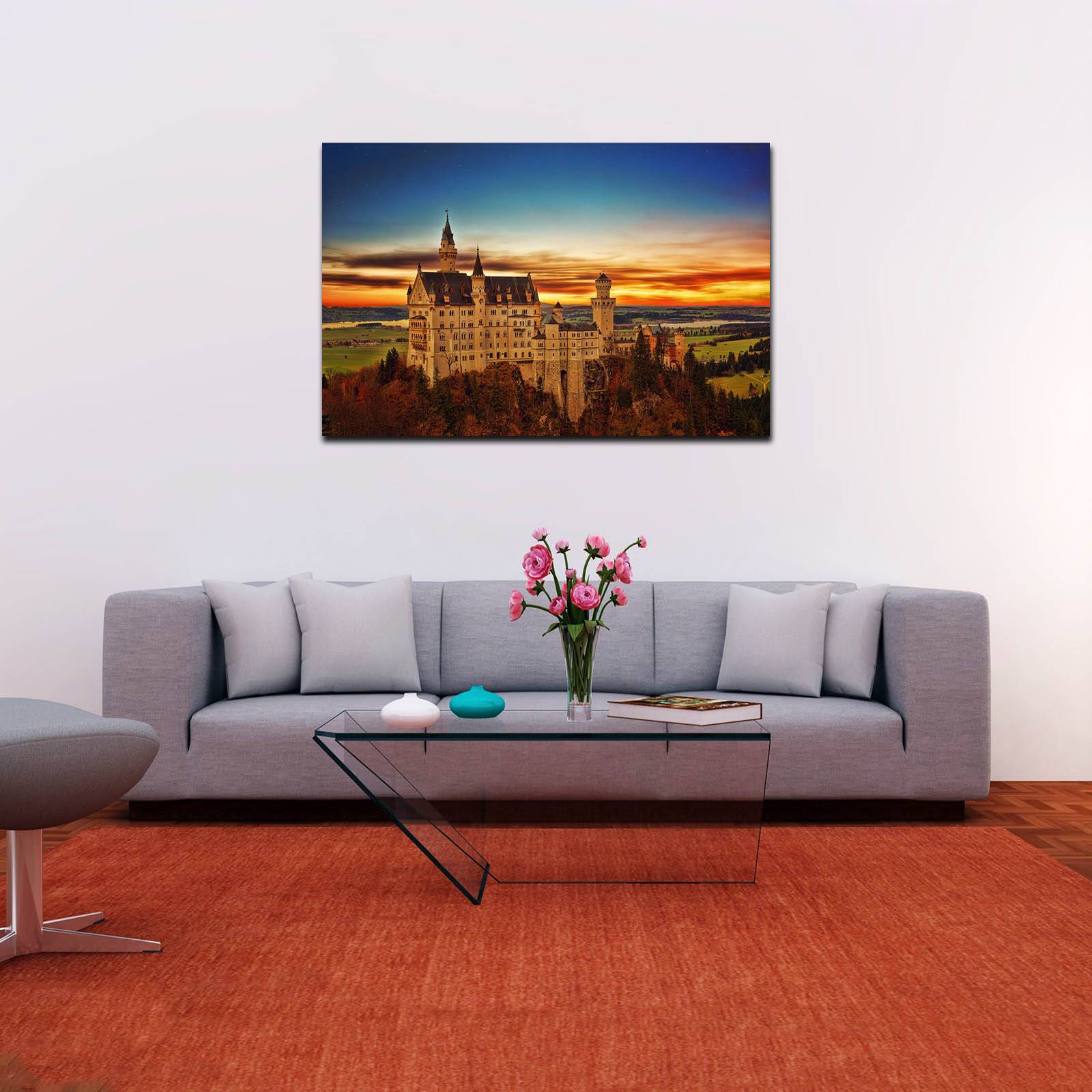Cuadro Decorativo Canvas Paisaje Castillo Neuschwanstein en Alemania de 90 X 60 cm