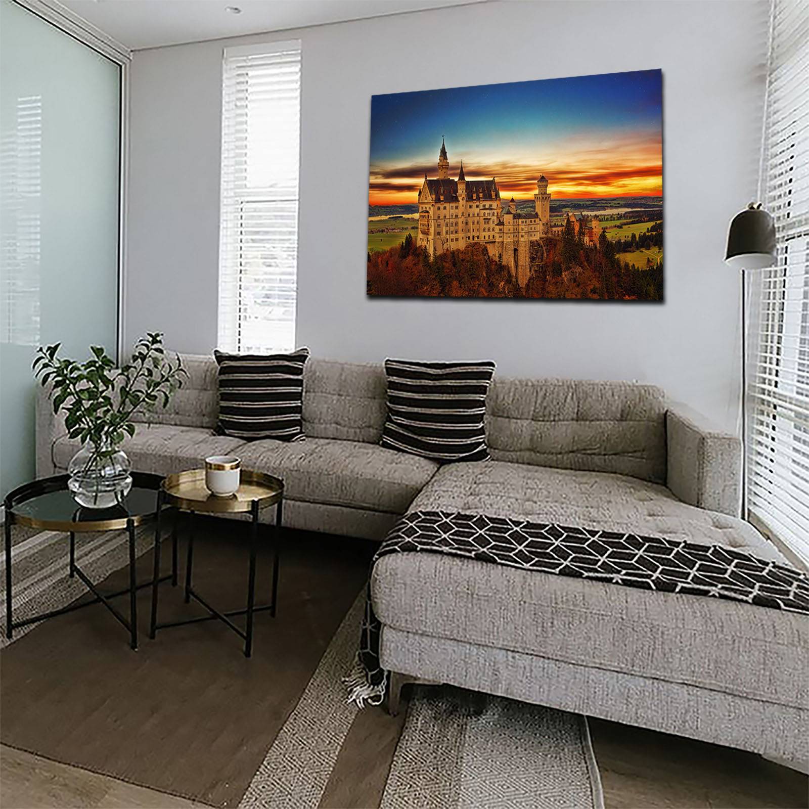 Cuadro Decorativo Canvas Paisaje Castillo Neuschwanstein en Alemania de 90 X 60 cm