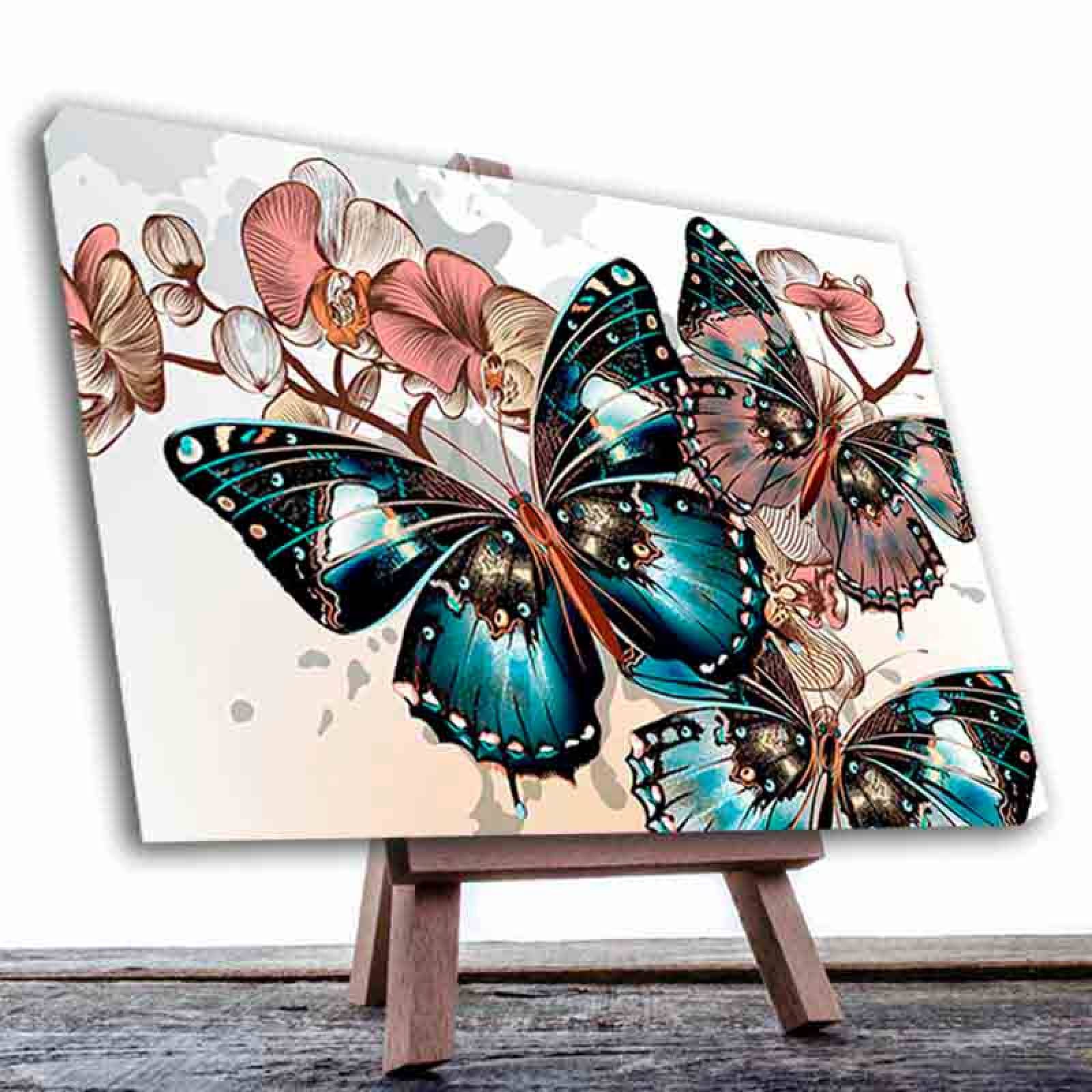 Cuadro Decorativo Canvas de Mariposas Pintadas de 120 X 80 cm.