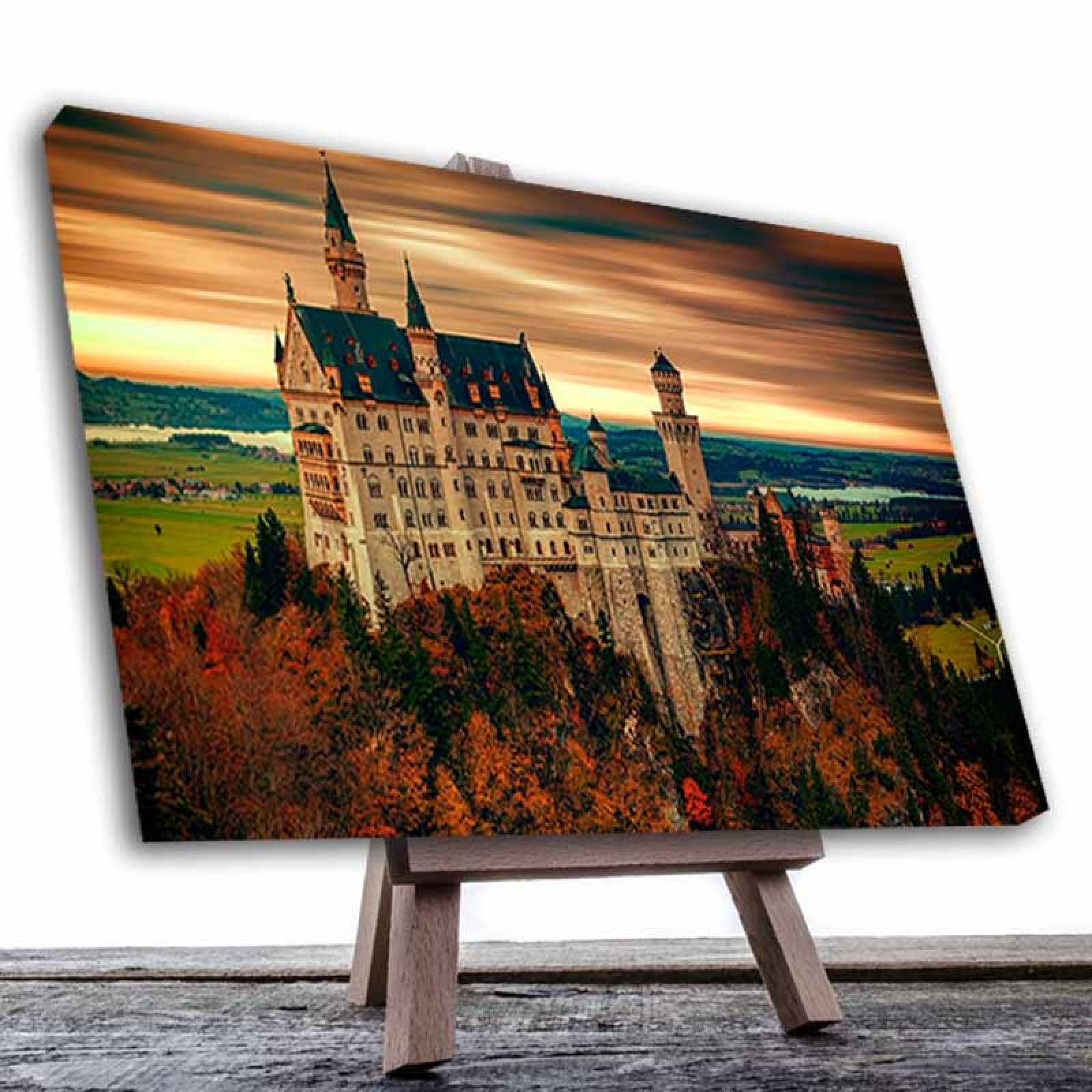 Cuadro Decorativo Canvas Paisaje Castillo Neuschwanstein en Alemania #2 de 135 X 90 cm.