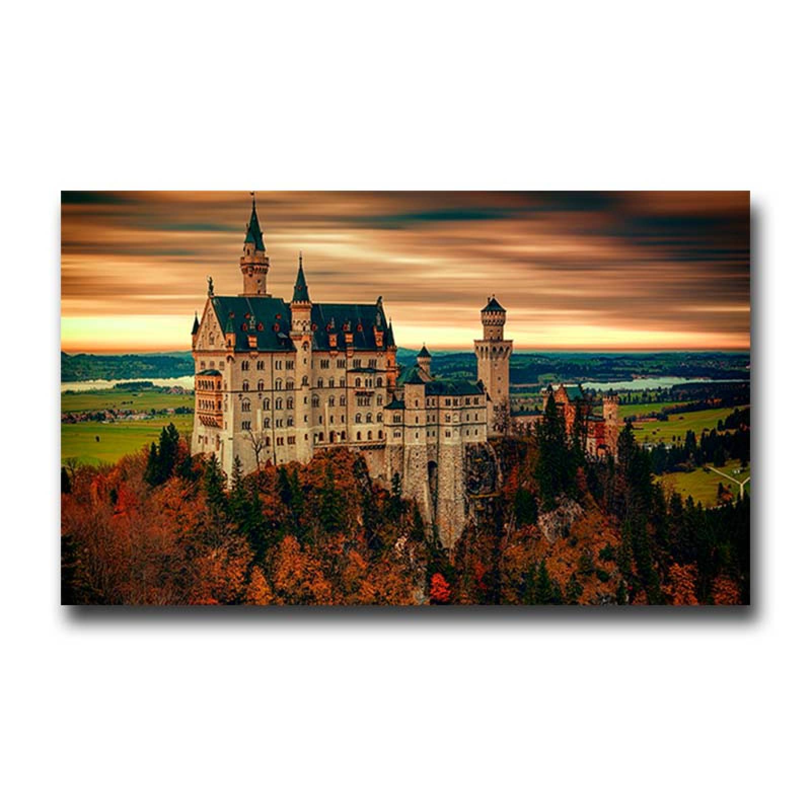 Cuadro Decorativo Canvas Paisaje Castillo Neuschwanstein en Alemania #2 de 135 X 90 cm.