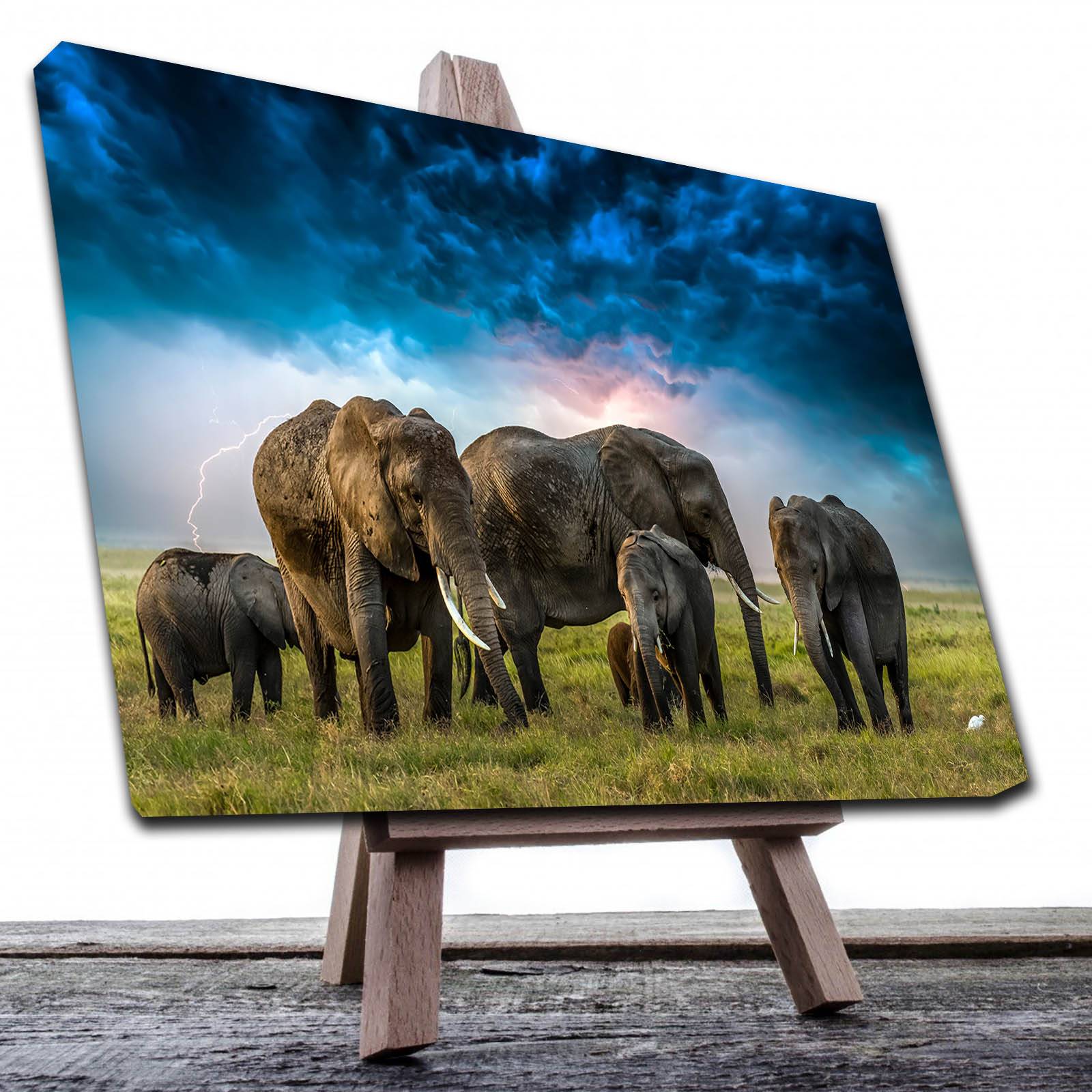 Familia de Elefantes efecto oleo Cuadro en tela canvas 60 x 40 