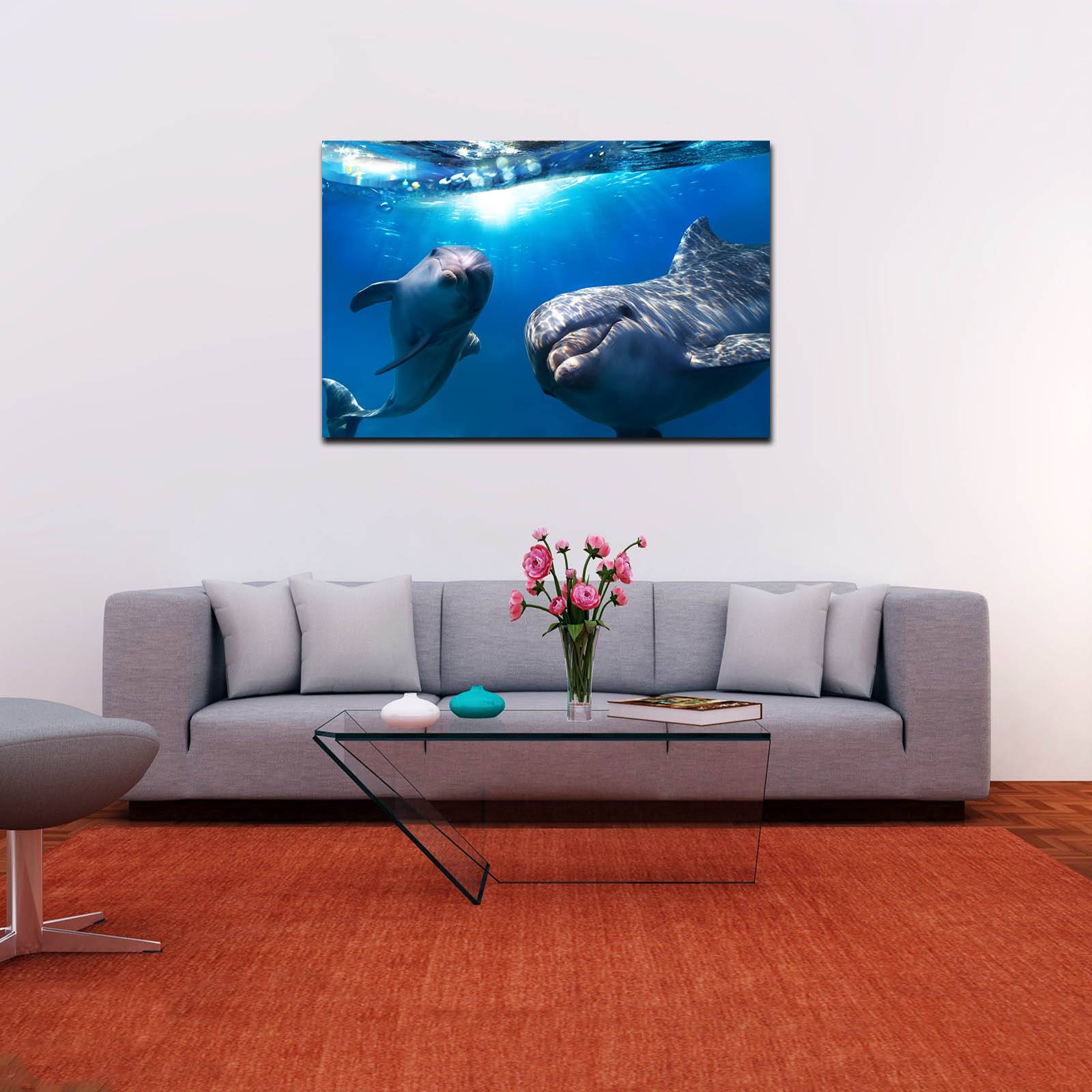 Cuadro Decorativo Canvas Paisaje de Delfines de 120 X 80 cm