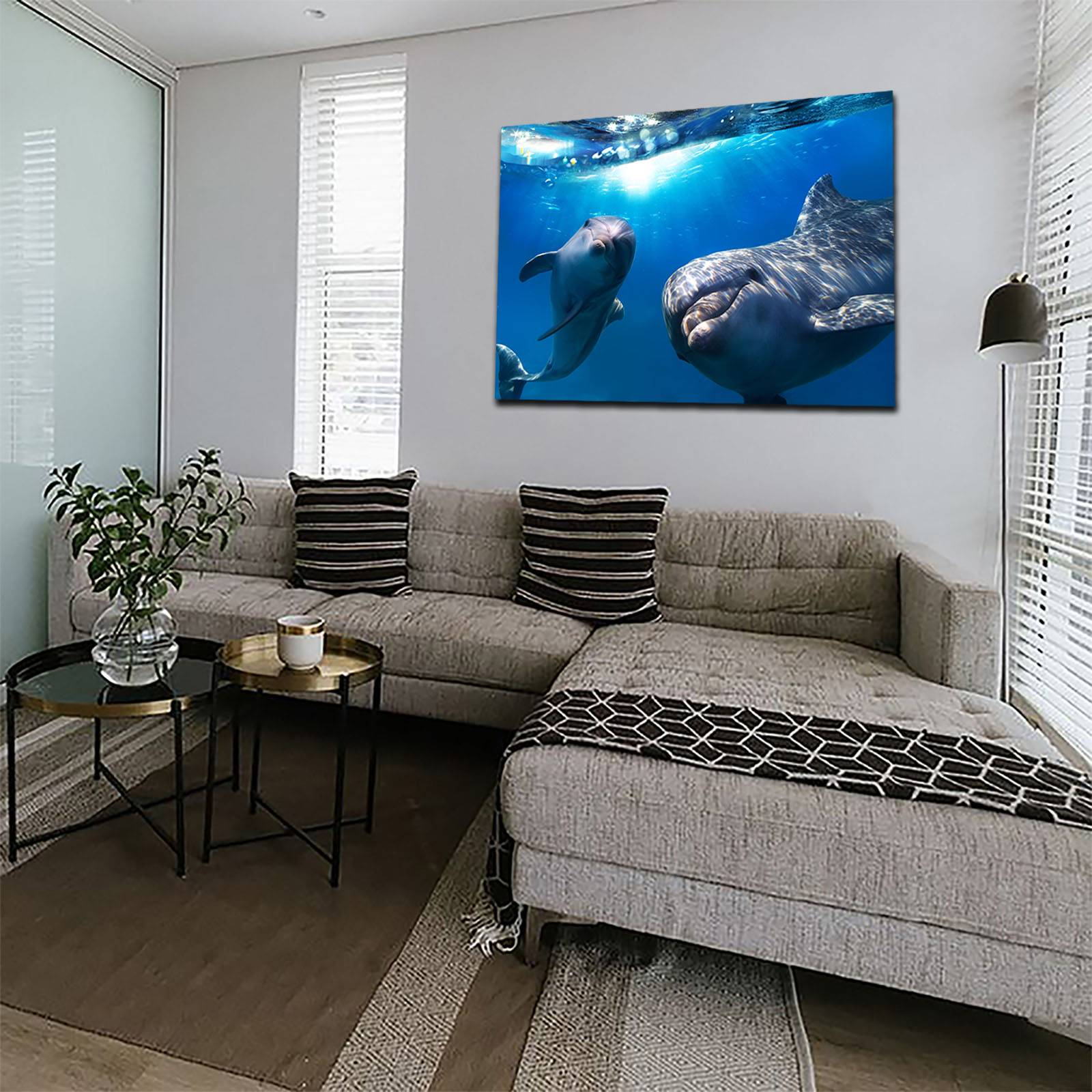 Cuadro Decorativo Canvas Paisaje de Delfines de 120 X 80 cm