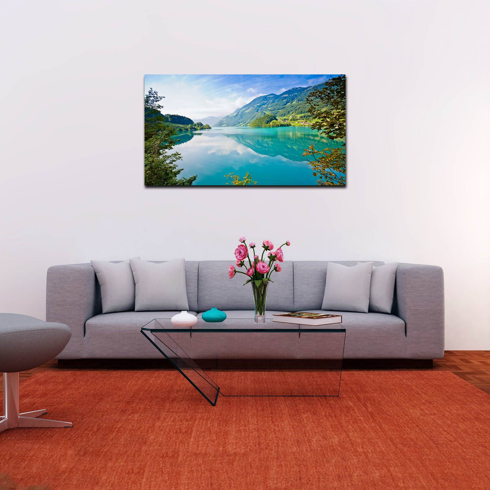 Cuadro Decorativo Canvas Paisaje de Lago y Montañas de 60 x 40 cm