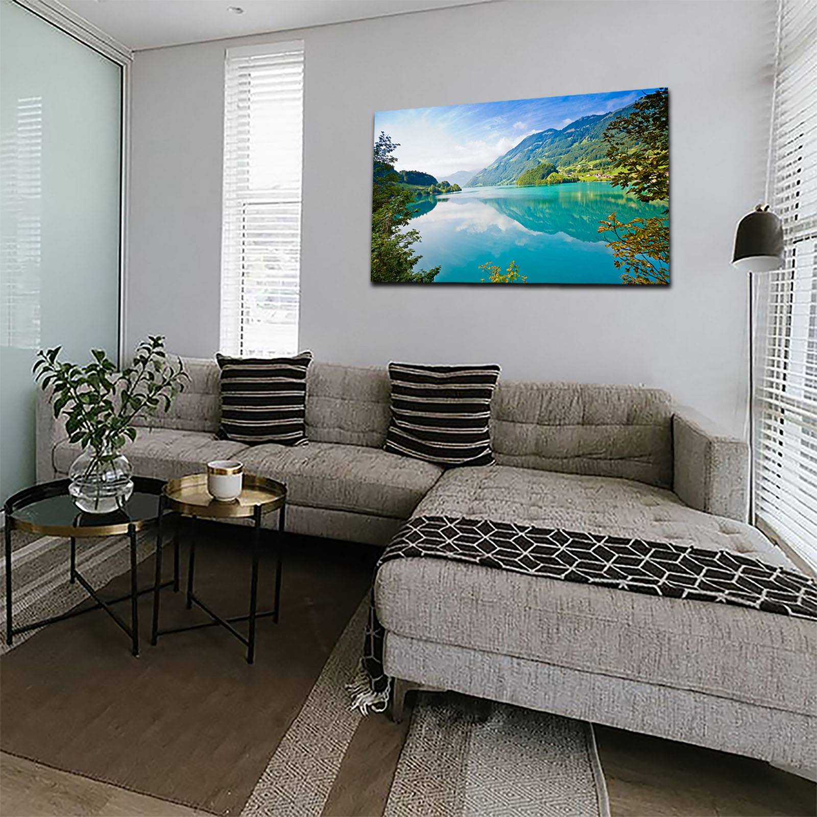 Cuadro Decorativo Canvas Paisaje de Lago y Montañas de 60 x 40 cm