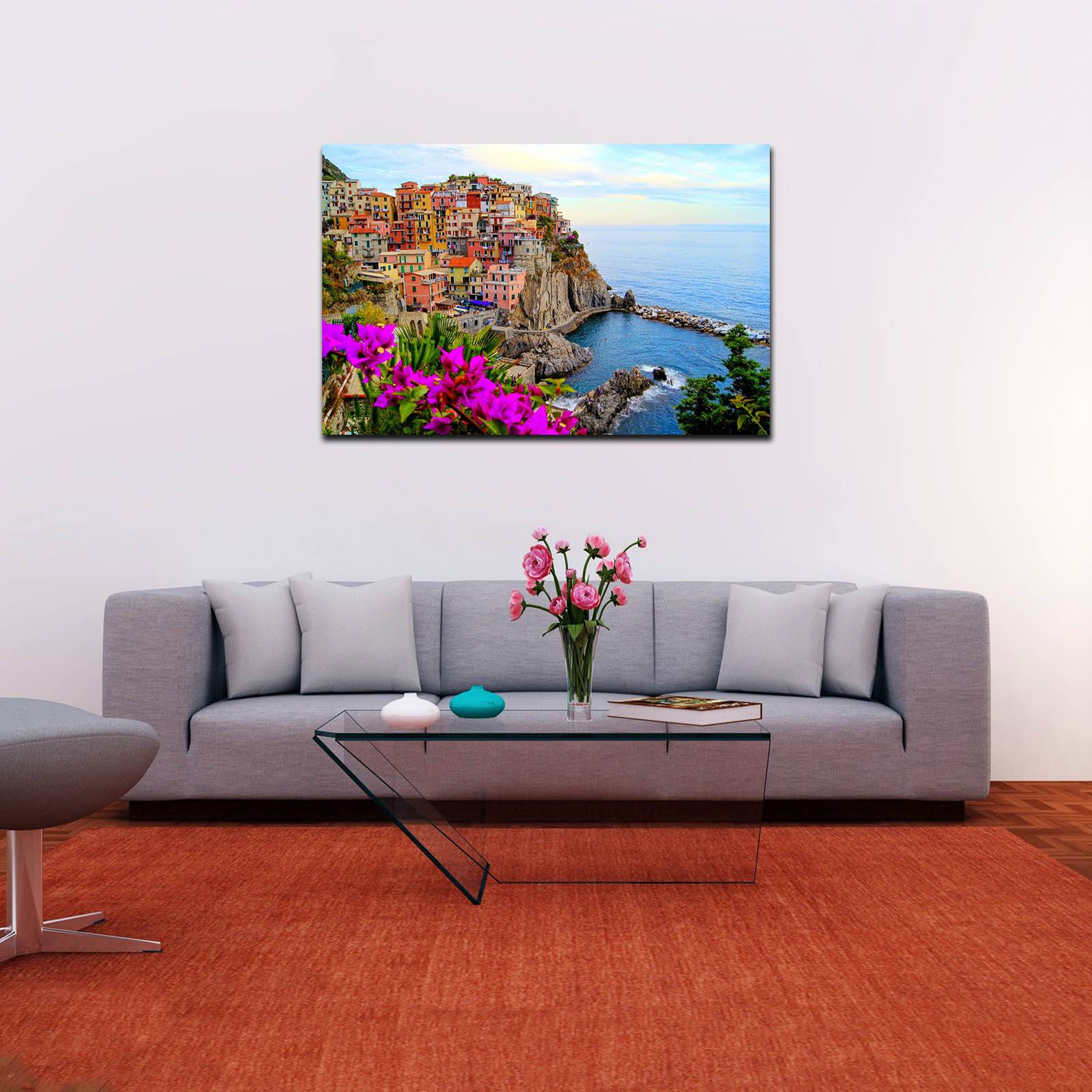 Cuadro Decorativo Canvas Paisaje del Parque Nacional de Italia Cinque Terre de 135 X 90 cm.