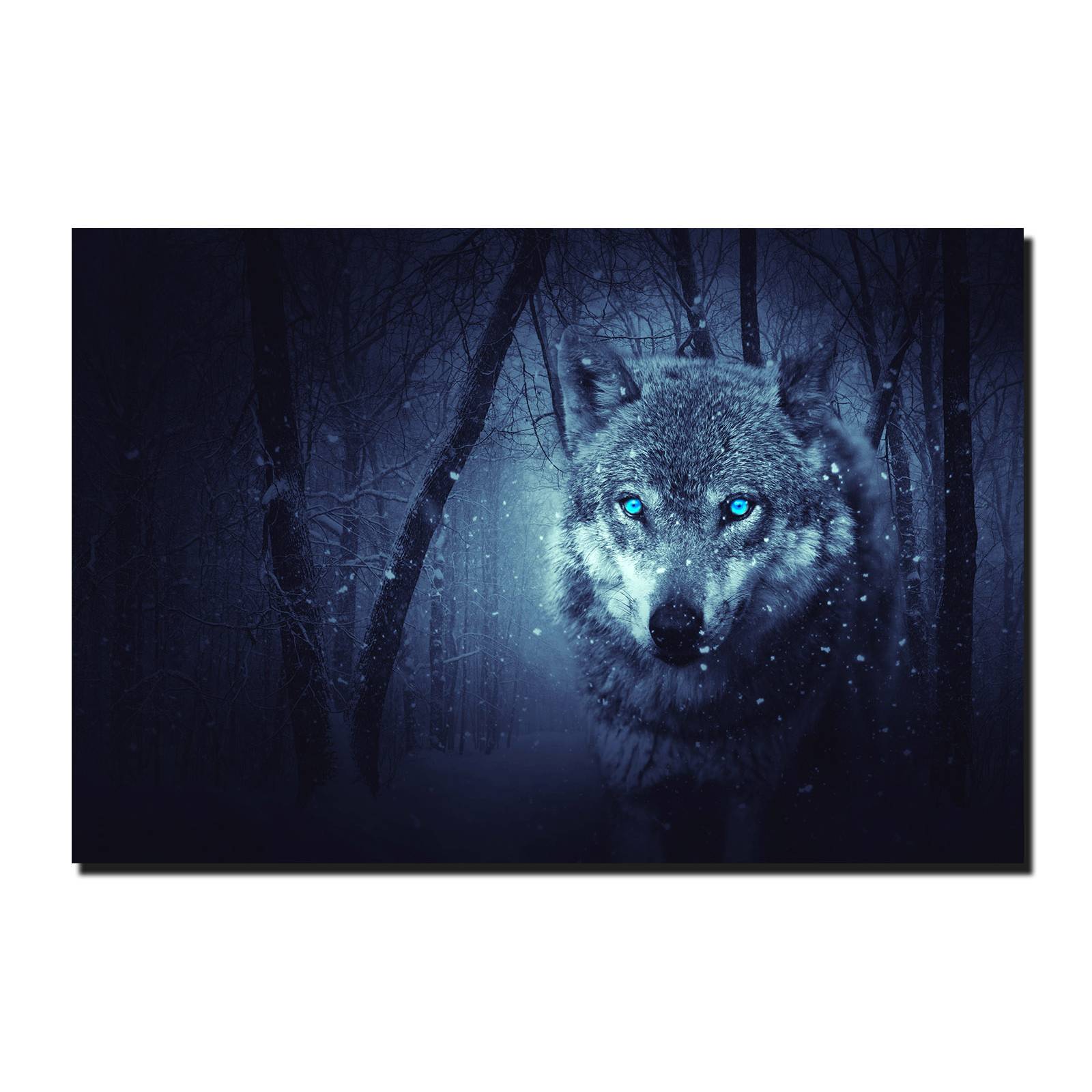 Cuadro Decorativo Canvas Paisaje de Lobo Místico en la nieve 120 X 60 cm