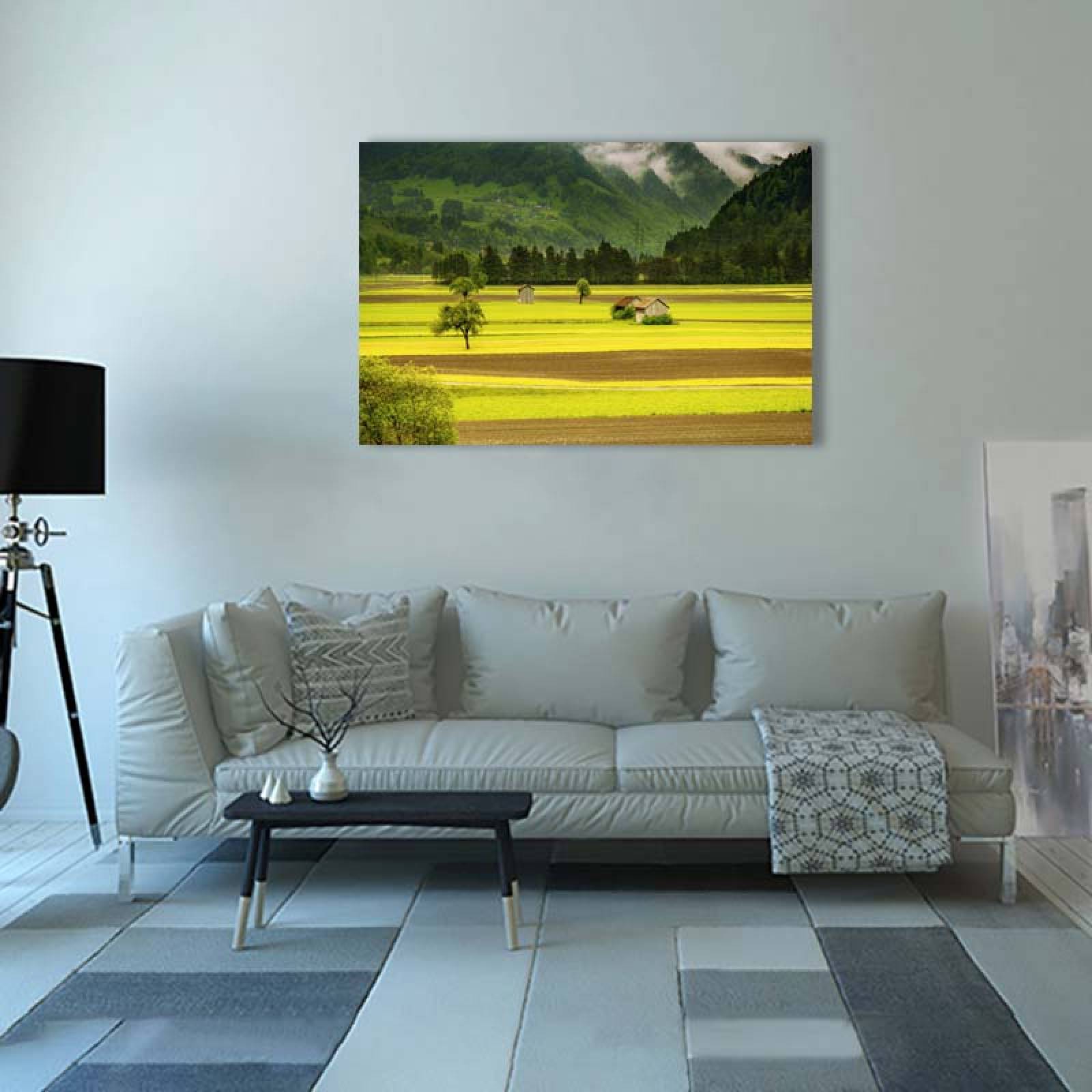 Cuadro Decorativo Canvas  Cabañas en la Pradera. 120 X 60 cm.