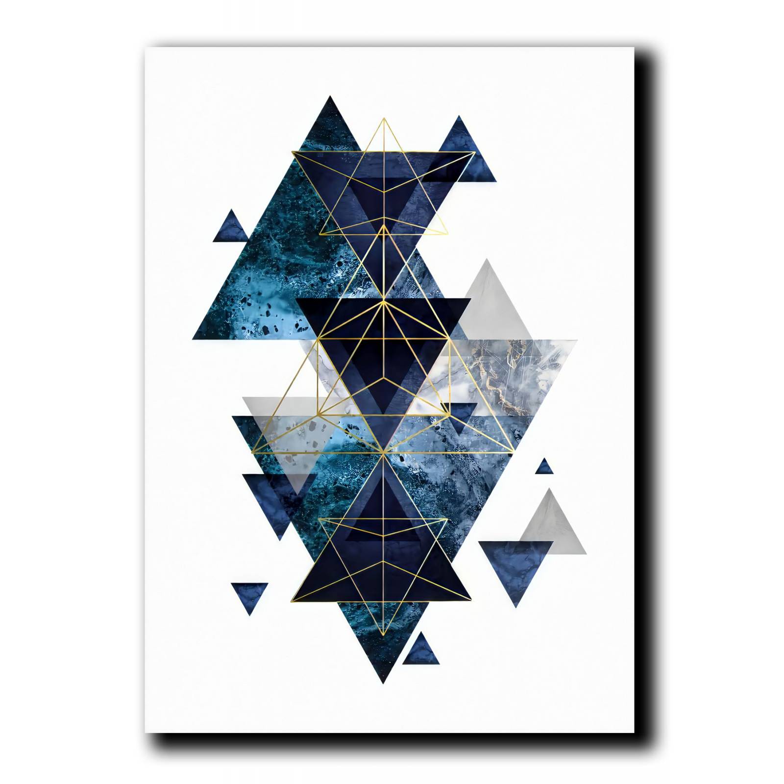 Cuadros Decorativos Set de 3 pzs figuras geométricas moderno Azul 60 X 90 cm.