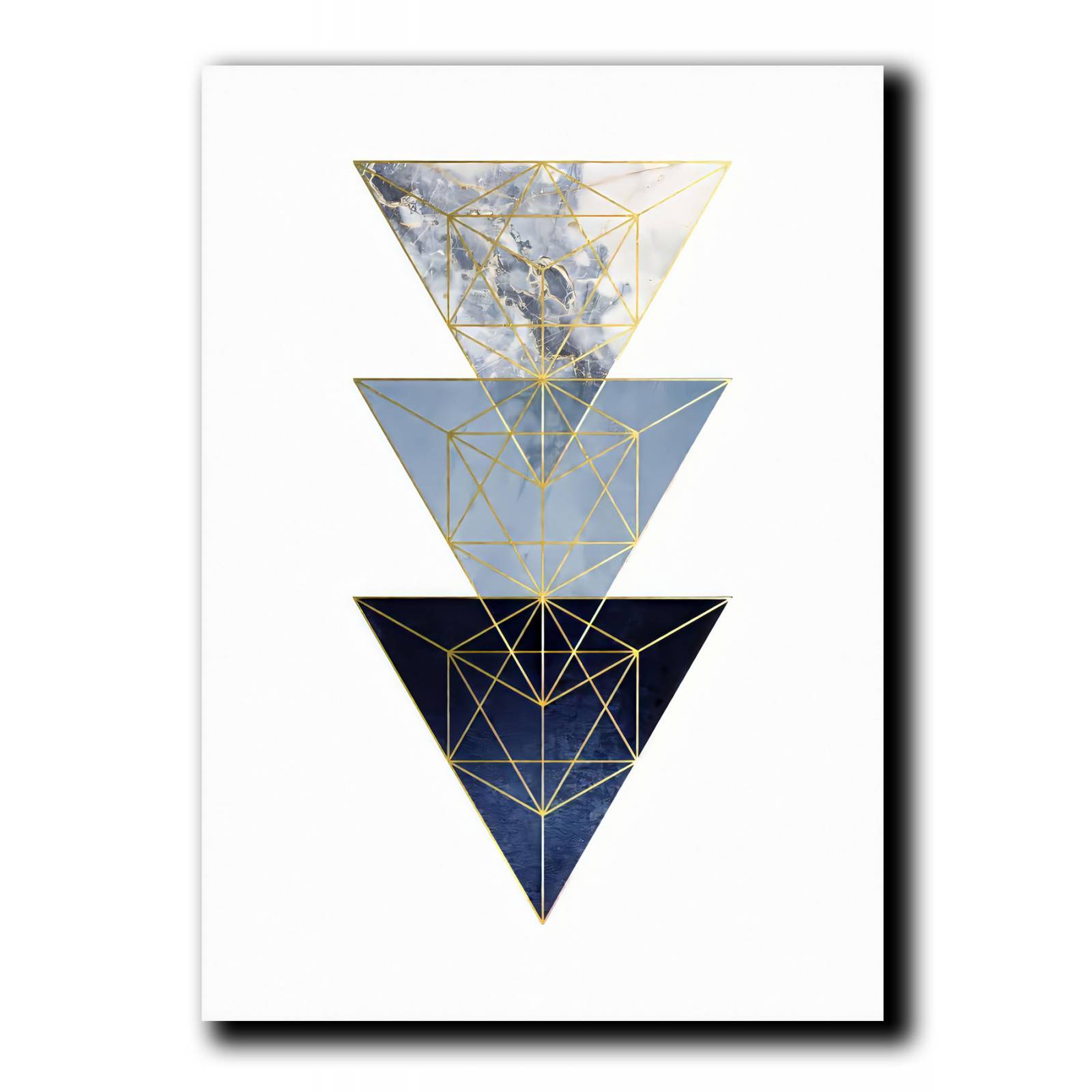 Cuadros Decorativos Set de 3 pzs figuras geométricas moderno Azul 60 X 90 cm.
