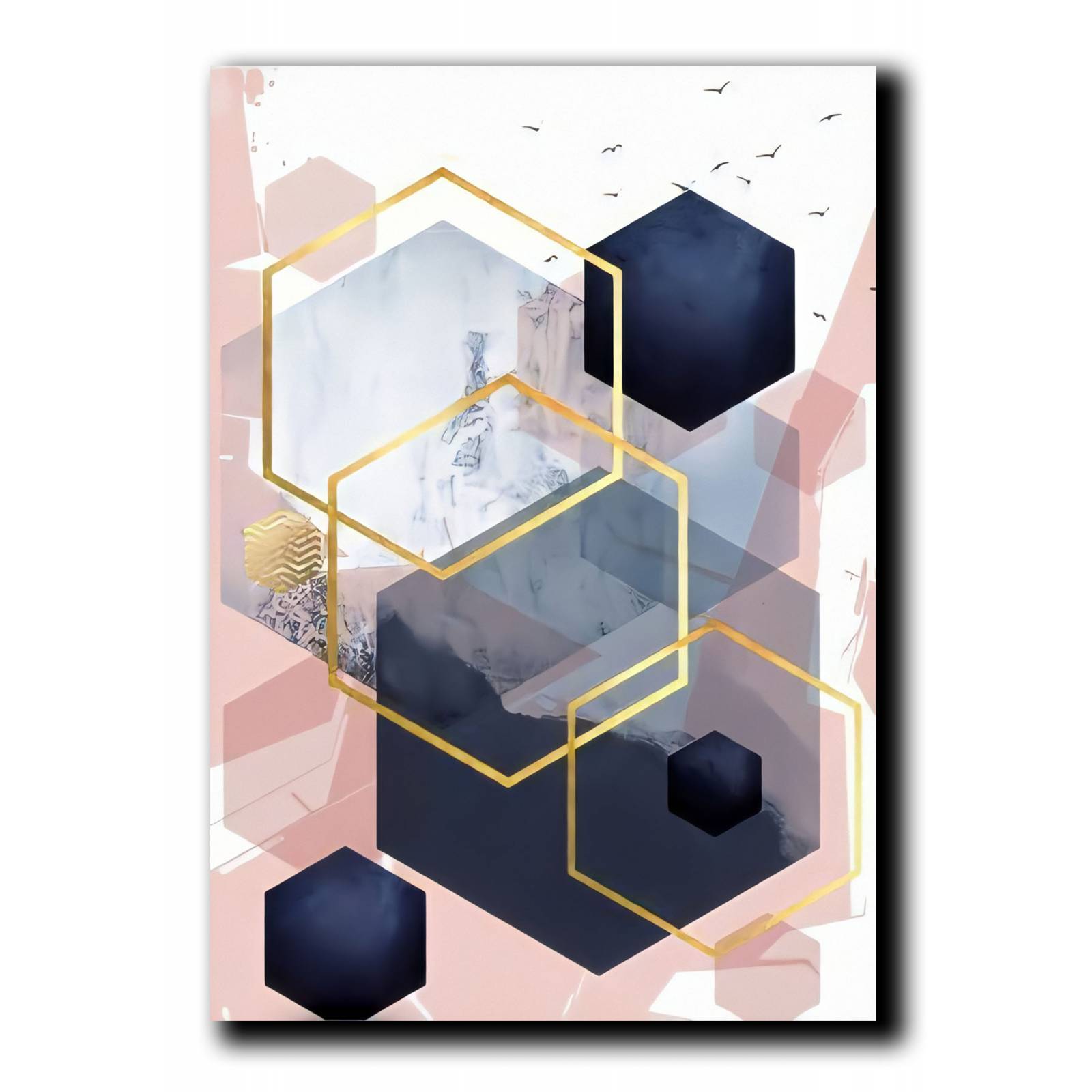 Cuadros Decorativos Set de 3 pzs figuras geométricas moderno Rosa 60 X 90 cm.