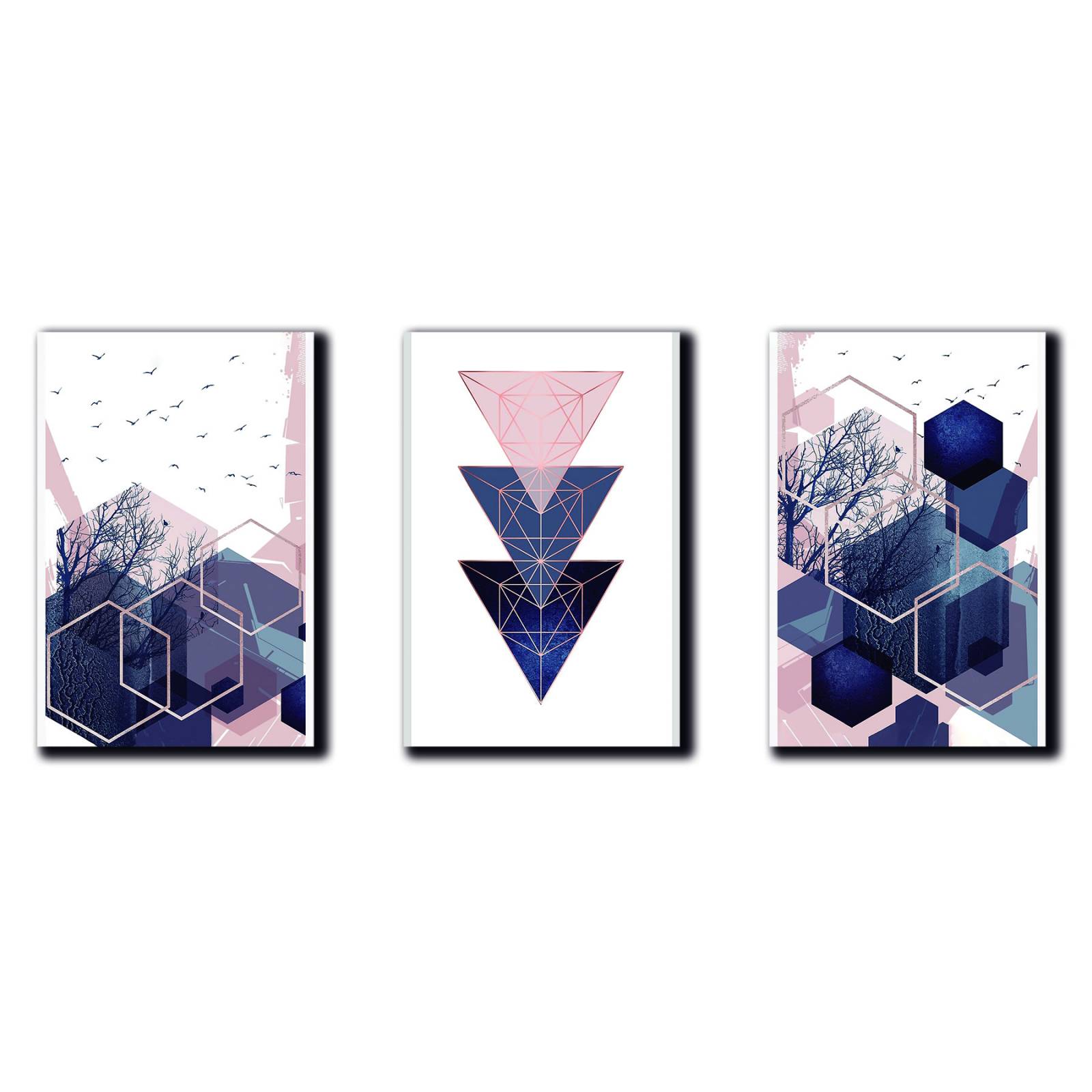 Cuadros Decorativos Set de 3 piezas Canvas figura geométricas moderno 60X90 cm cada uno