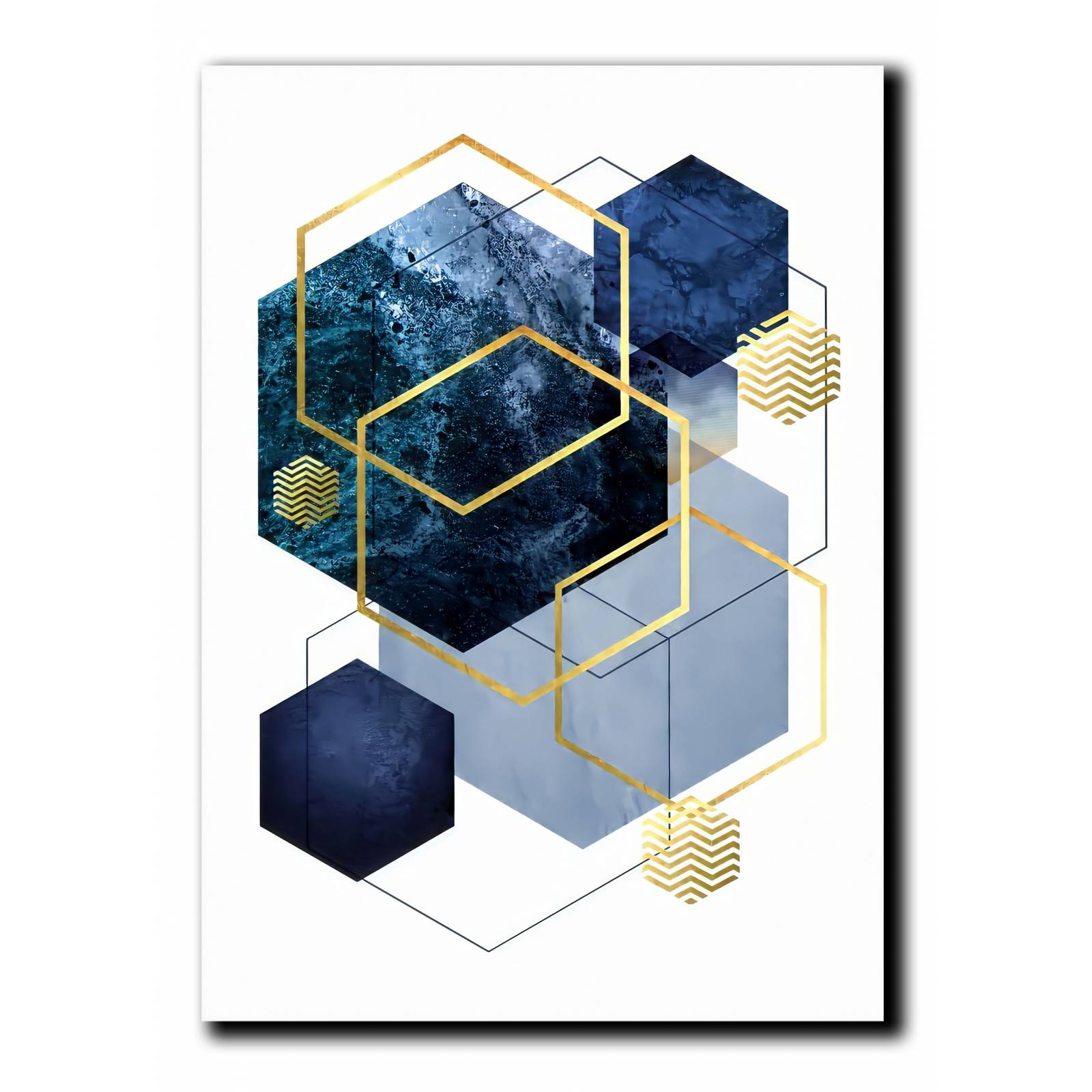 Cuadros Decorativos Set de 3 pzs figuras geométricas moderno Azul 30 X 45 cm