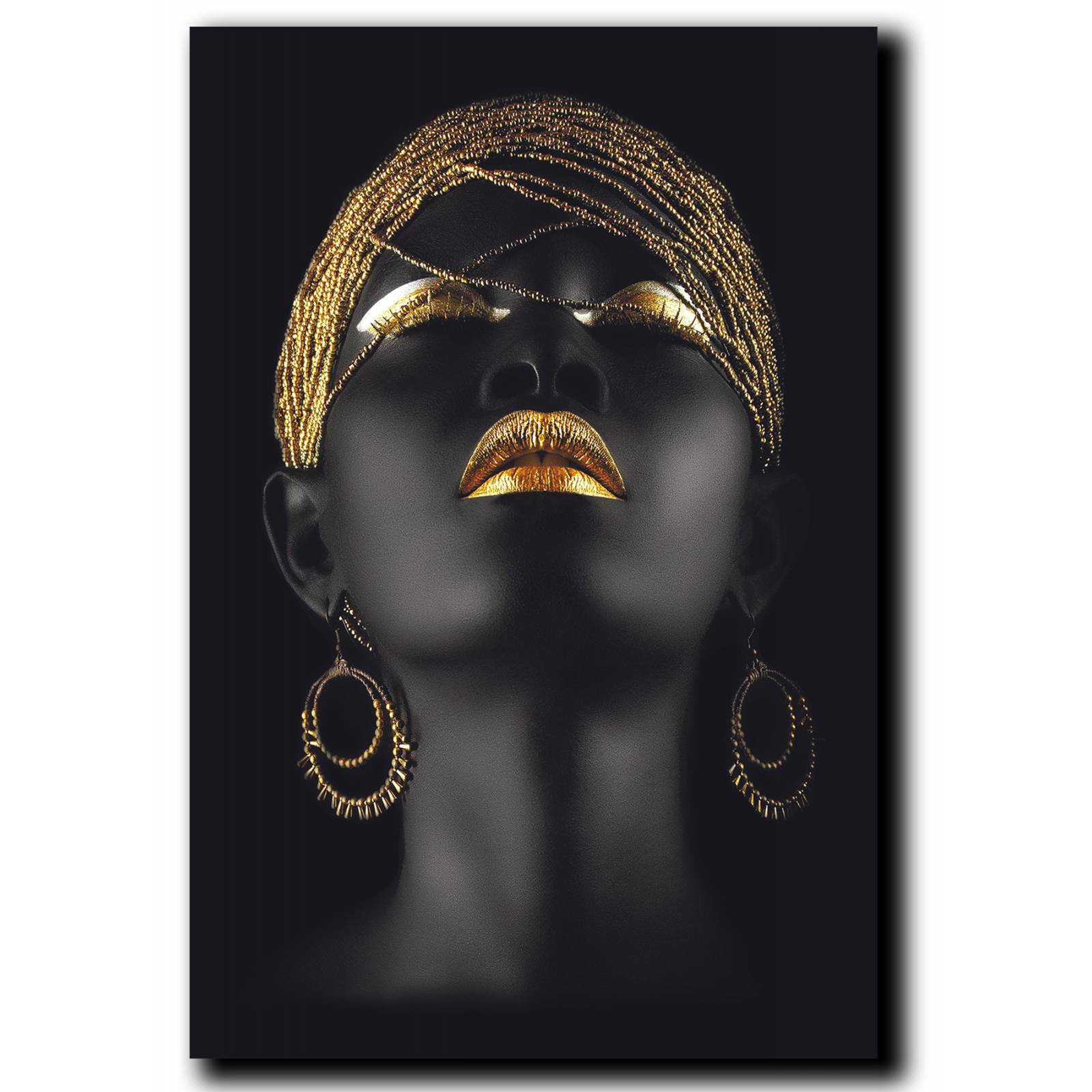 Cuadros Decorativos Set de 3 pzs Africanas con vivos dorados 30 X 45 cm