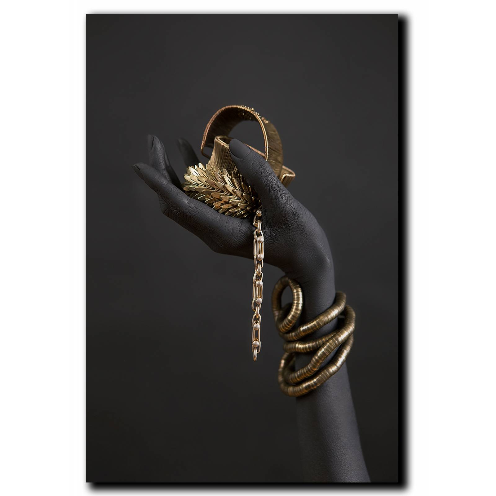 Cuadros Decorativos Set de 3 pzs Africanas con vivos dorados 30 X 45 cm