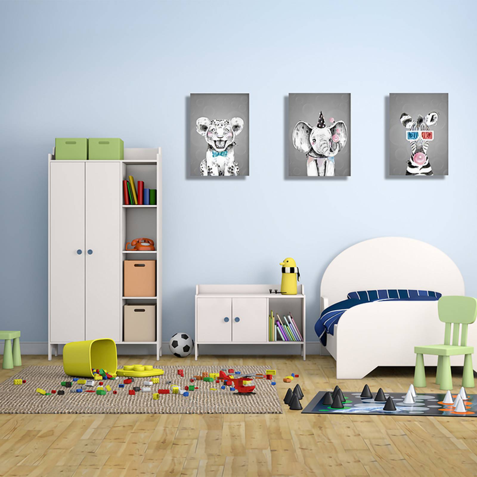 Cuadros Decorativos Set de 3 Piezas Para niños Tigre Elefante y Jirafa 40 X 60 cm