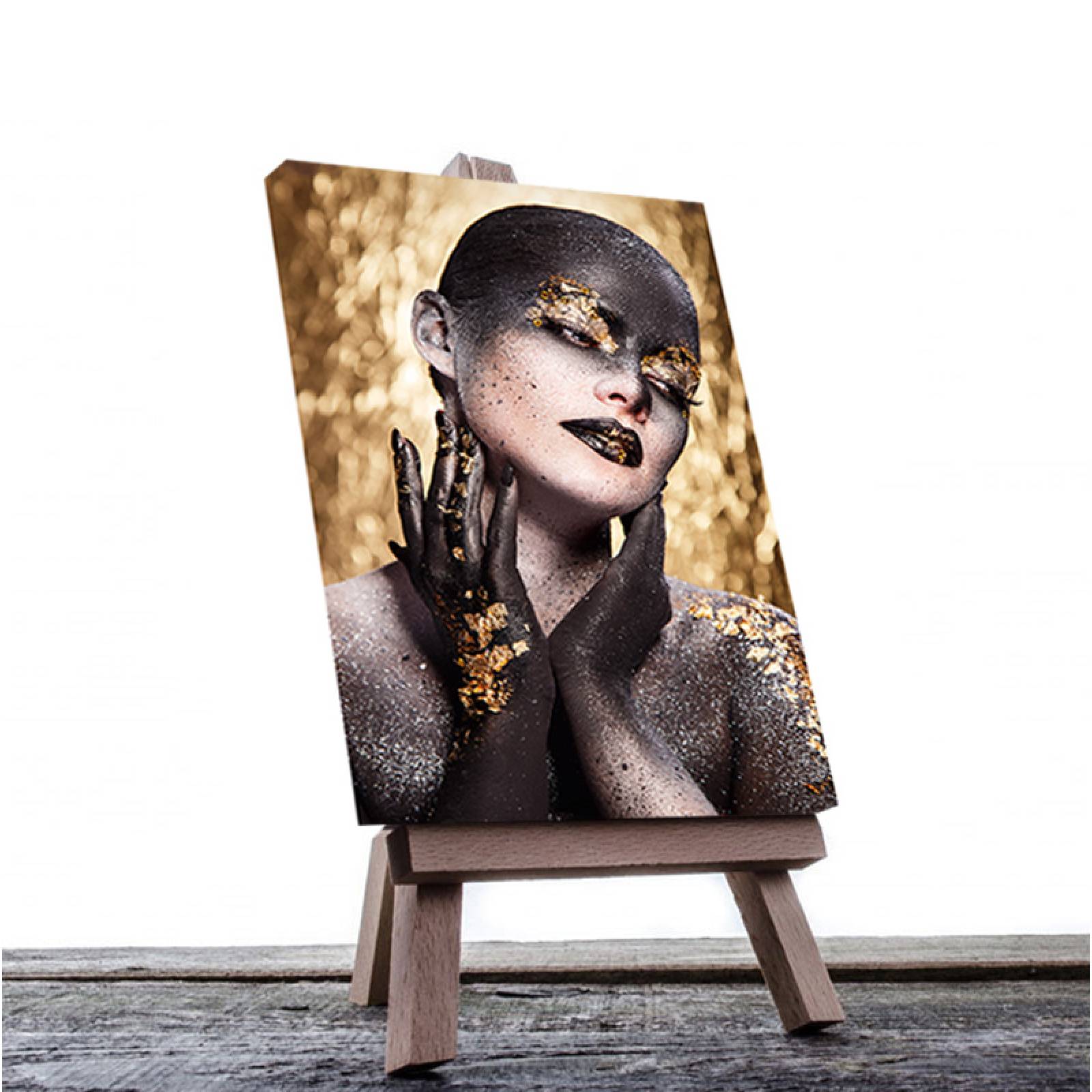 Cuadro Decorativo Rosto Mujer en Dorado y Negro #19 de 30 X 45 cm