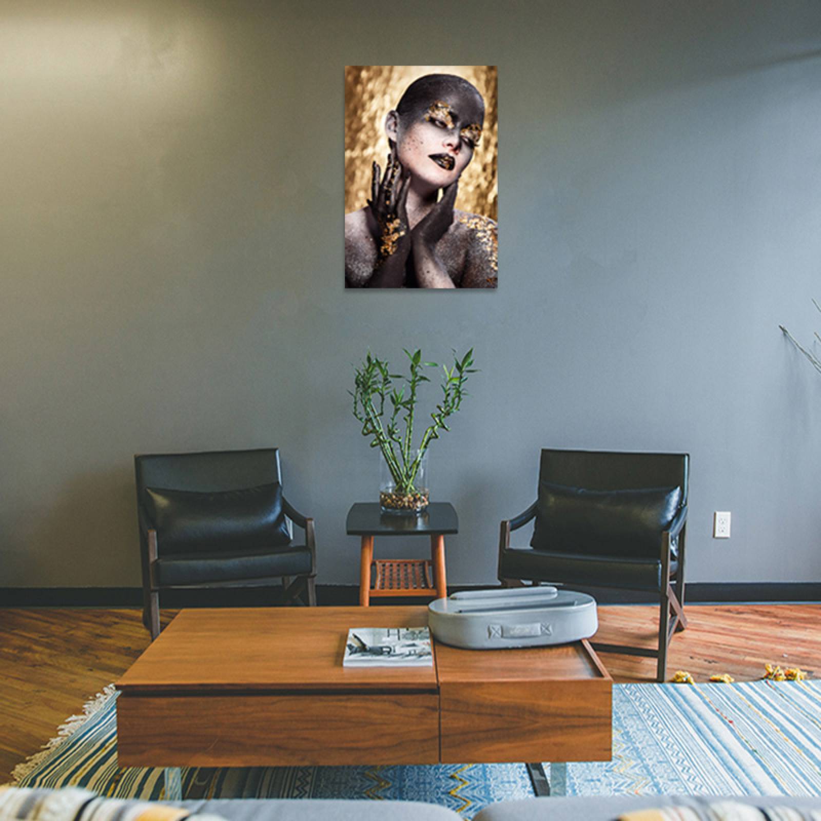 Cuadro Decorativo Rosto Mujer en Dorado y Negro #19 de 30 X 45 cm