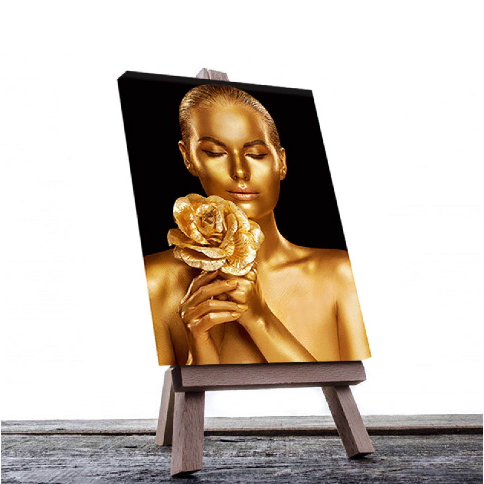 Cuadro Decorativo Rosto Mujer en Dorado y Negro #20 de 40 x 60 cm