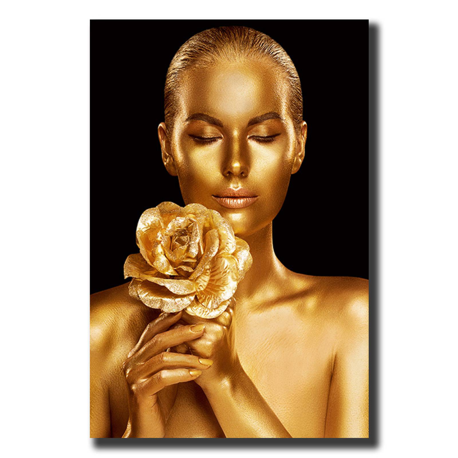 Cuadro Decorativo Rosto Mujer en Dorado y Negro #20 de 40 x 60 cm