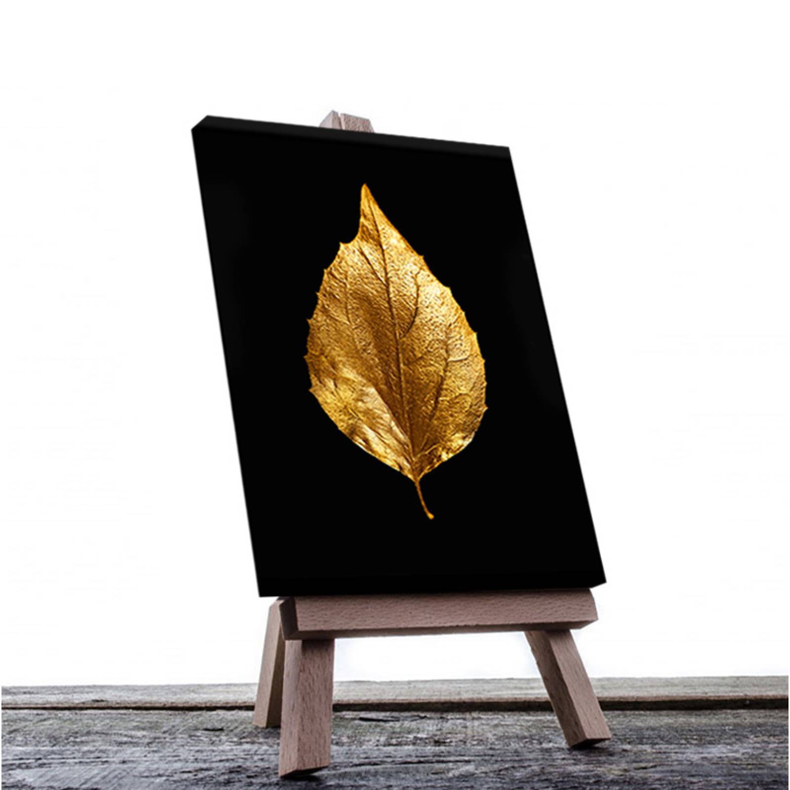 Cuadro Decorativo Moderno de hojas en dorado #66 de 30 X 45 cm