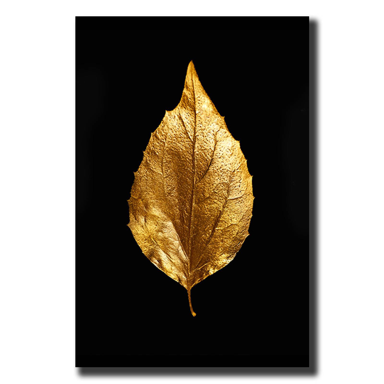 Cuadro Decorativo Moderno de hojas en dorado #66 de 30 X 45 cm