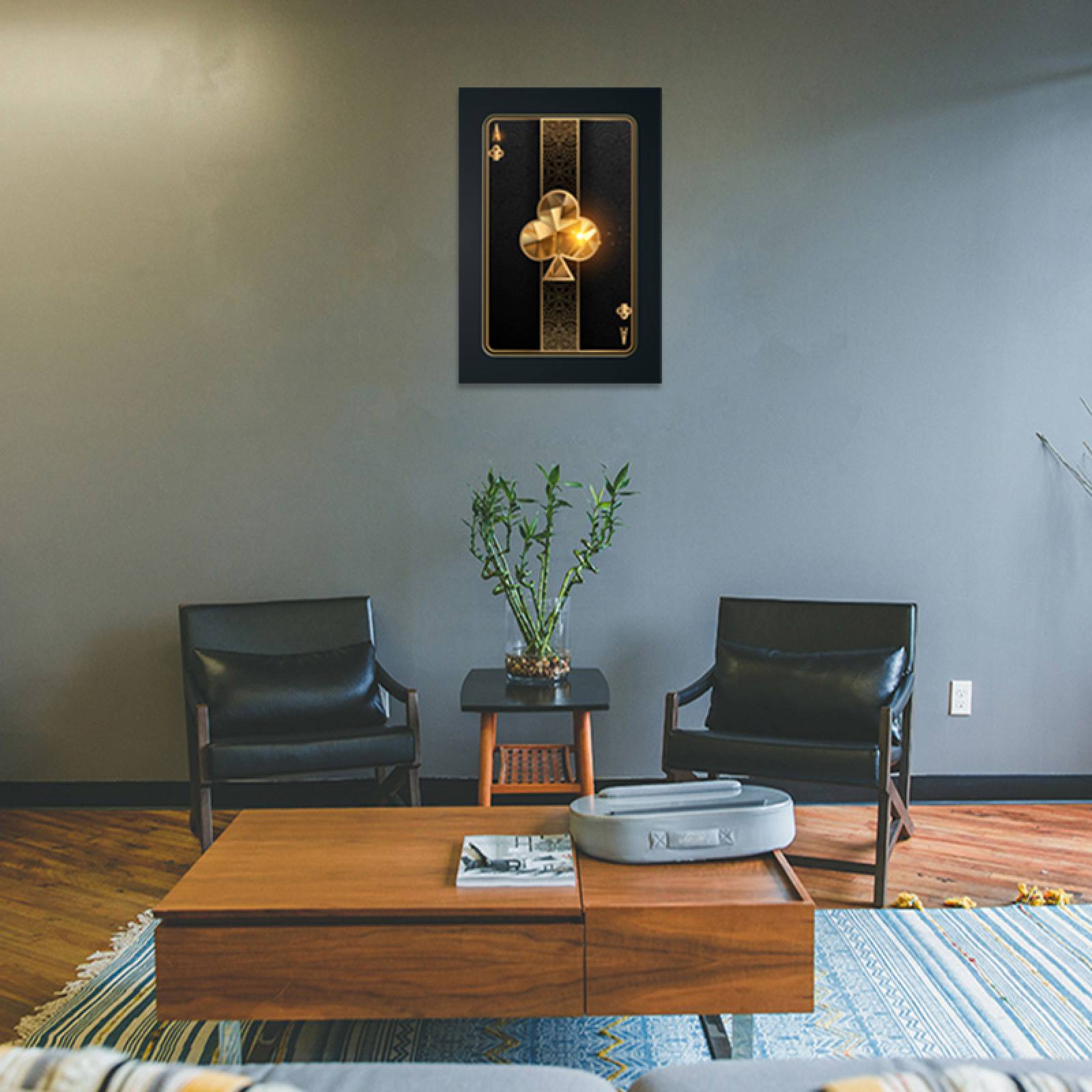 Cuadro Decorativo As de Trebol Dorado de 80 X 120 cm.