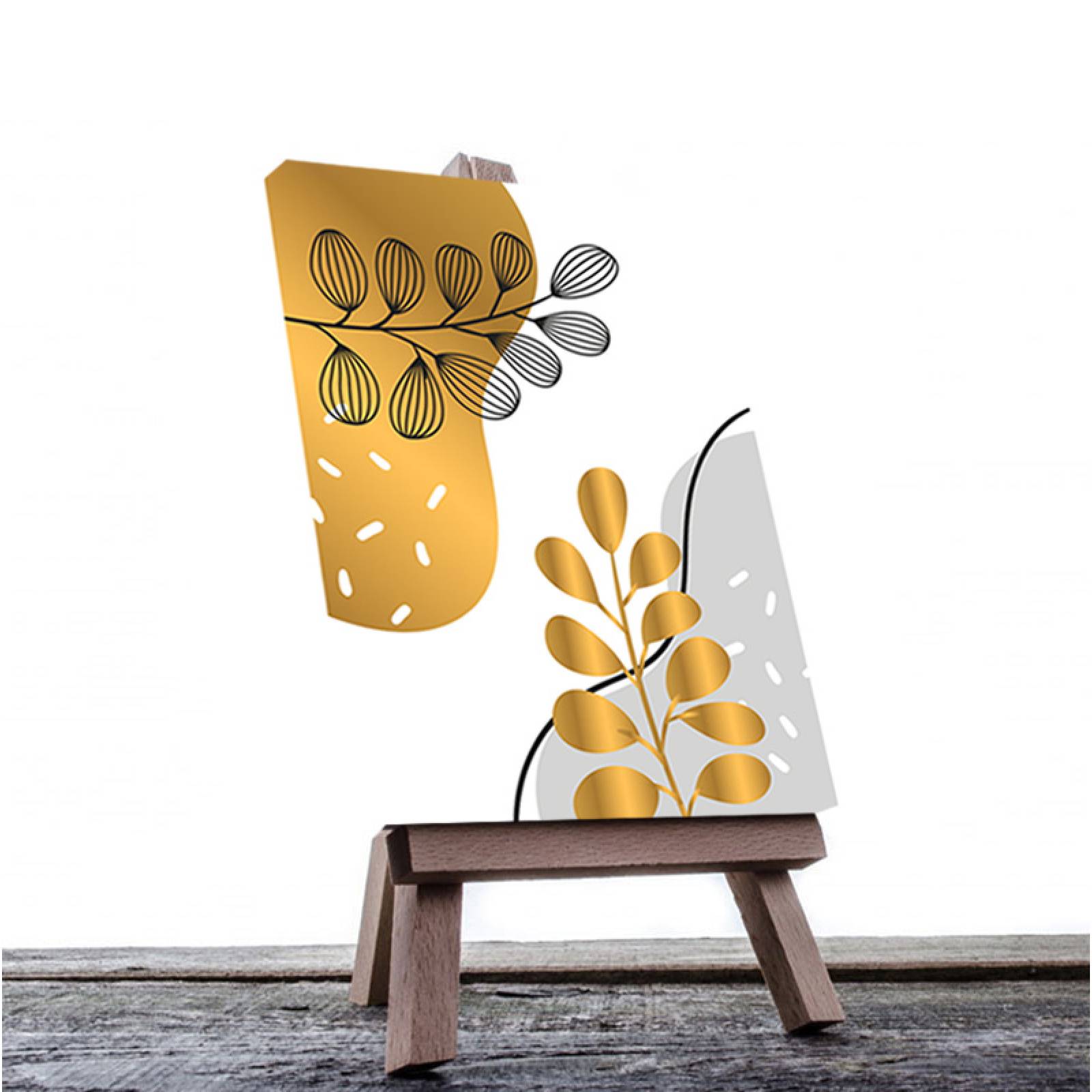 Cuadro Decorativo Hojas Doradas Minimalistas #94 de 60 X 90 cm