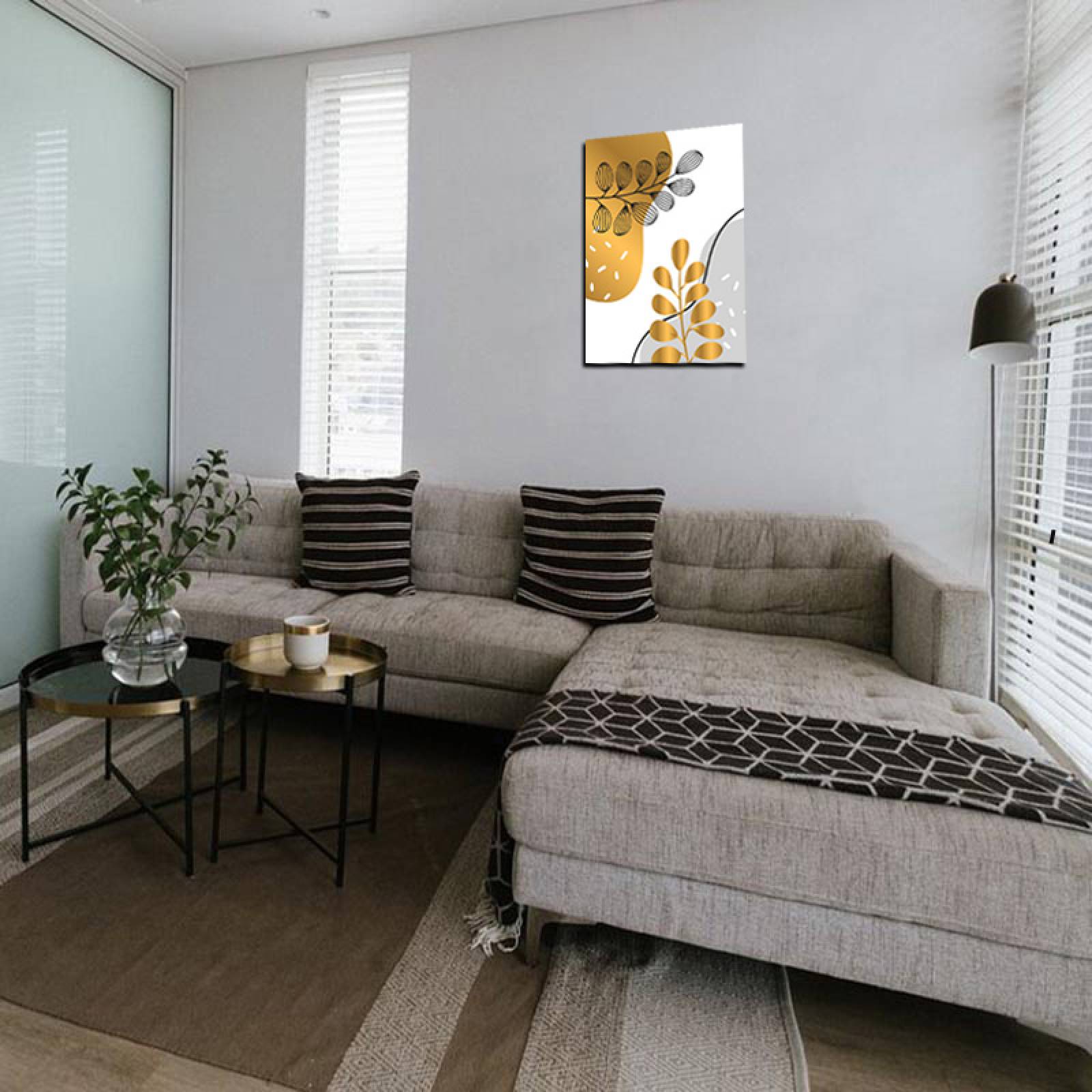 Cuadro Decorativo Hojas Doradas Minimalistas #94 de 60 X 90 cm