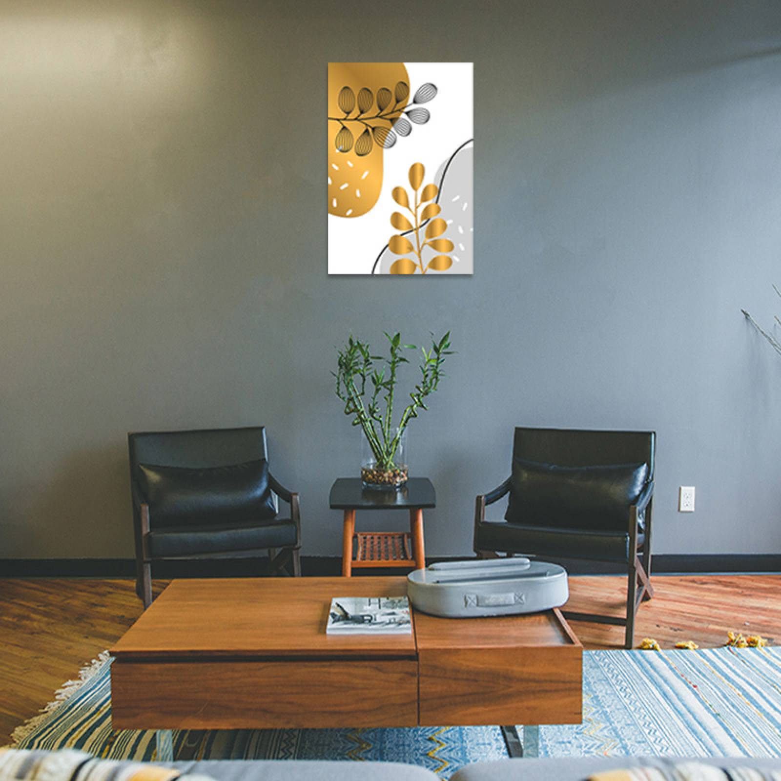 Cuadro Decorativo Hojas Doradas Minimalistas #94 de 60 X 90 cm