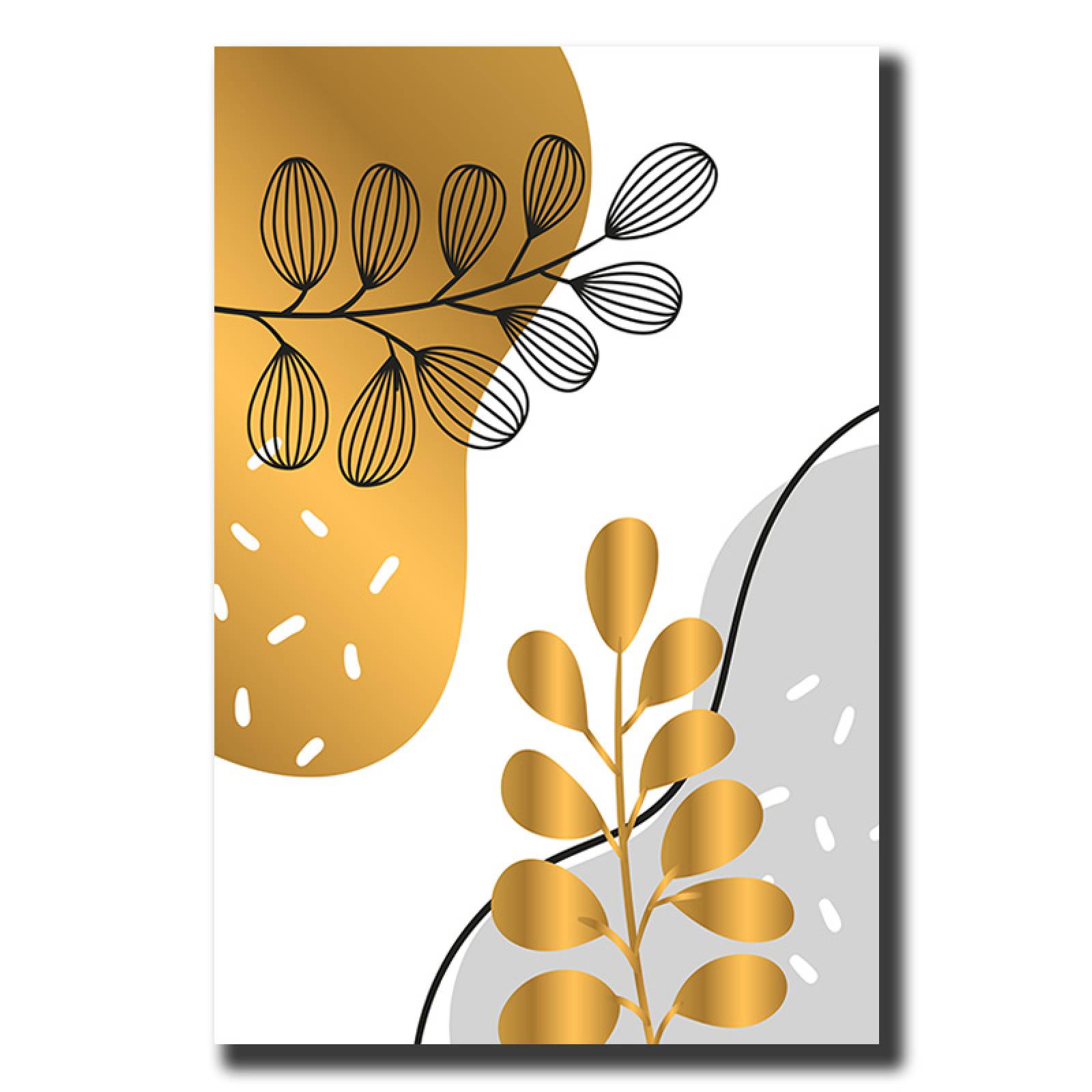 Cuadro Decorativo Hojas Doradas Minimalistas #94 de 60 X 90 cm
