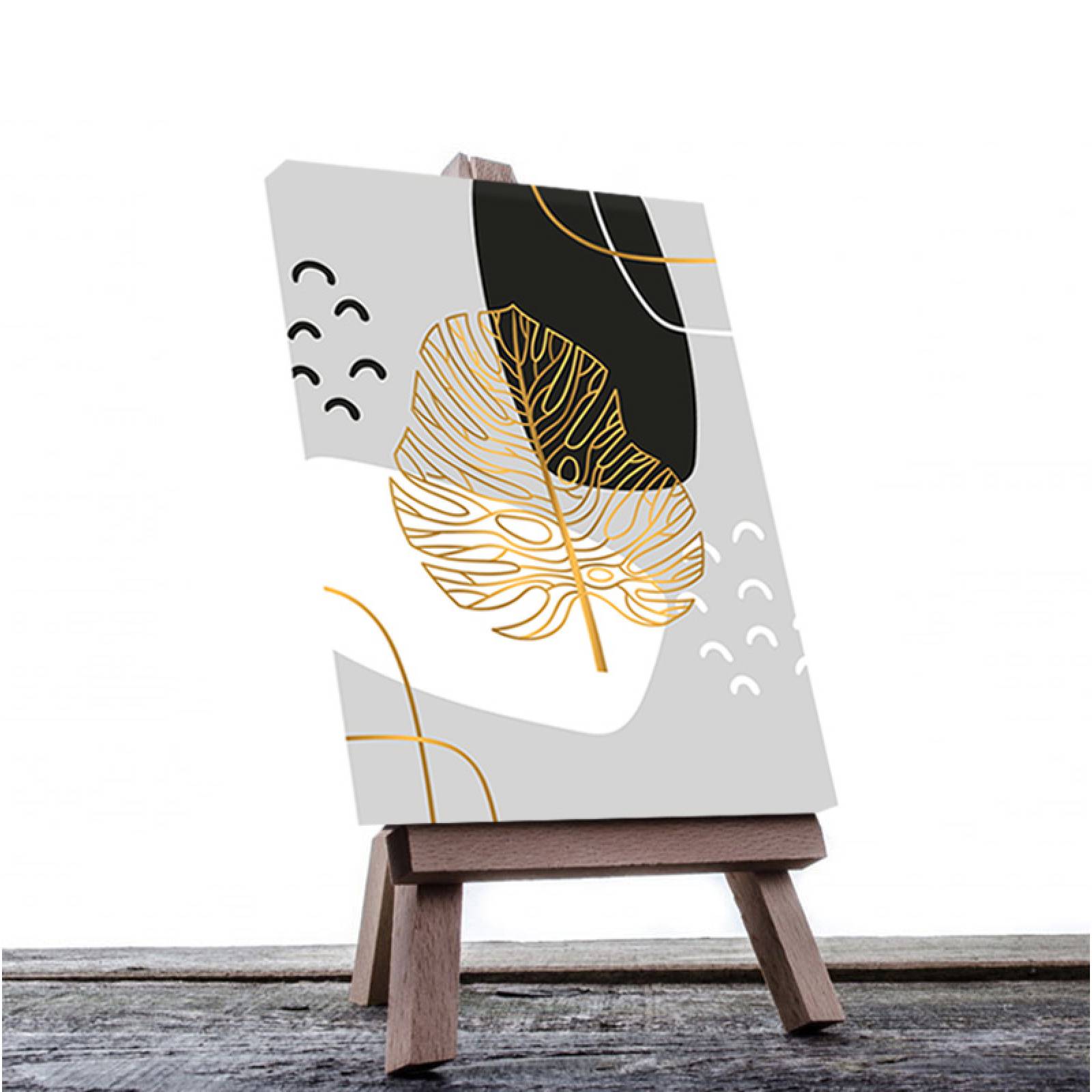 Cuadro Decorativo Hojas Doradas Minimalistas #99 de 80 X 120 cm.