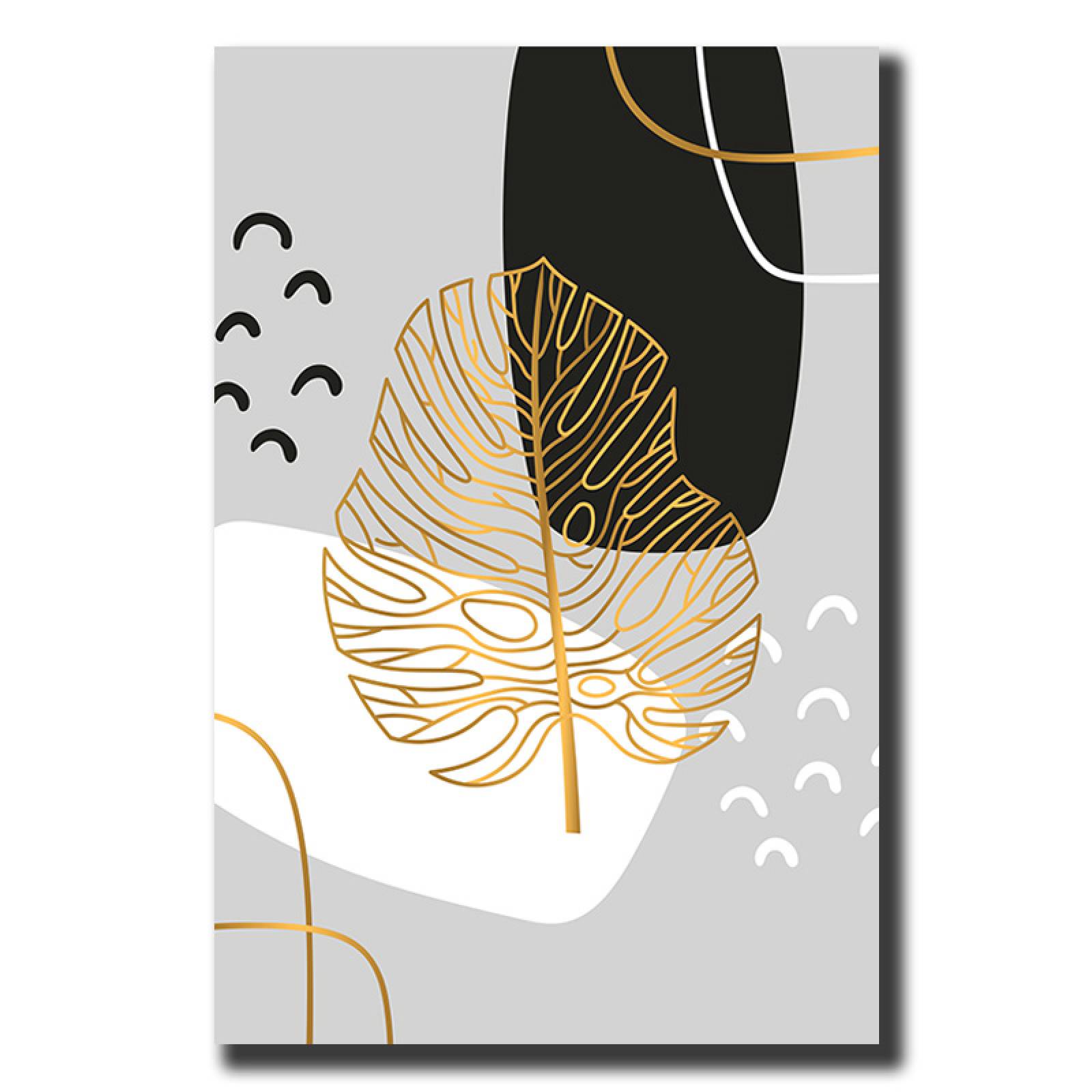 Cuadro Decorativo Hojas Doradas Minimalistas #99 de 80 X 120 cm.