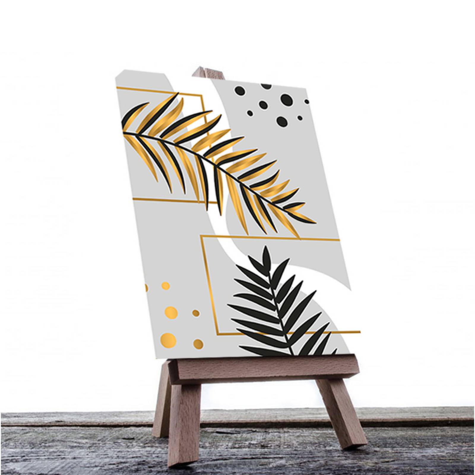 Cuadro Decorativo Hojas Doradas Minimalistas #100 de 30 X 45 cm