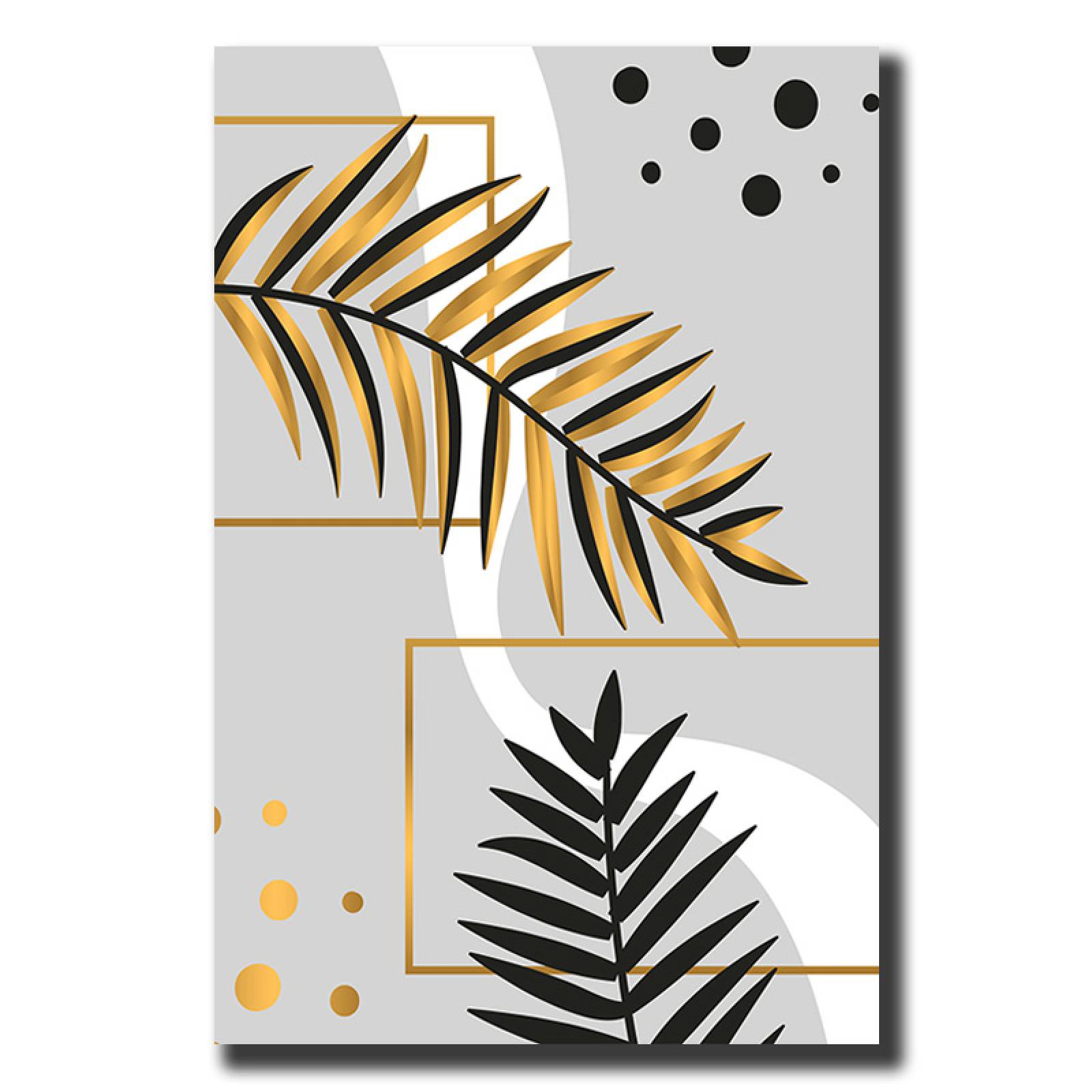 Cuadro Decorativo Hojas Doradas Minimalistas #100 de 30 X 45 cm