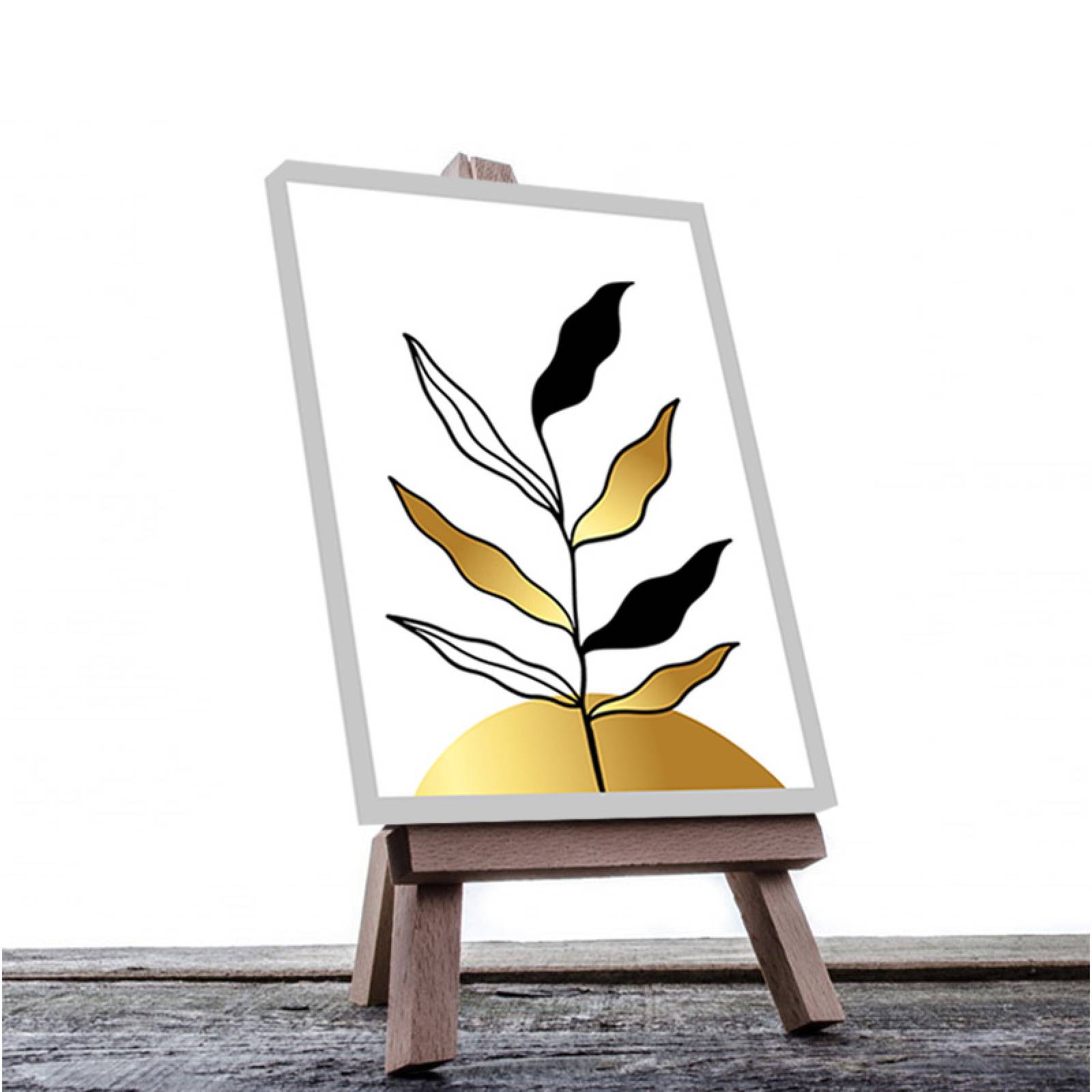 Cuadro Decorativo Hojas Doradas Minimalistas #107 de 60 X 90 cm