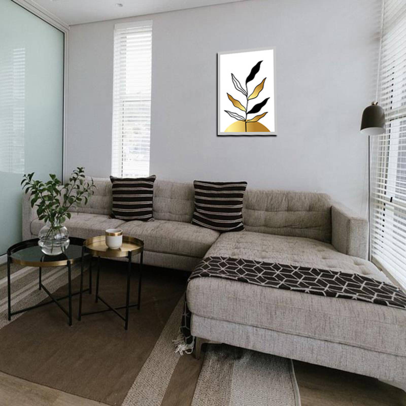 Cuadro Decorativo Hojas Doradas Minimalistas #107 de 60 X 90 cm