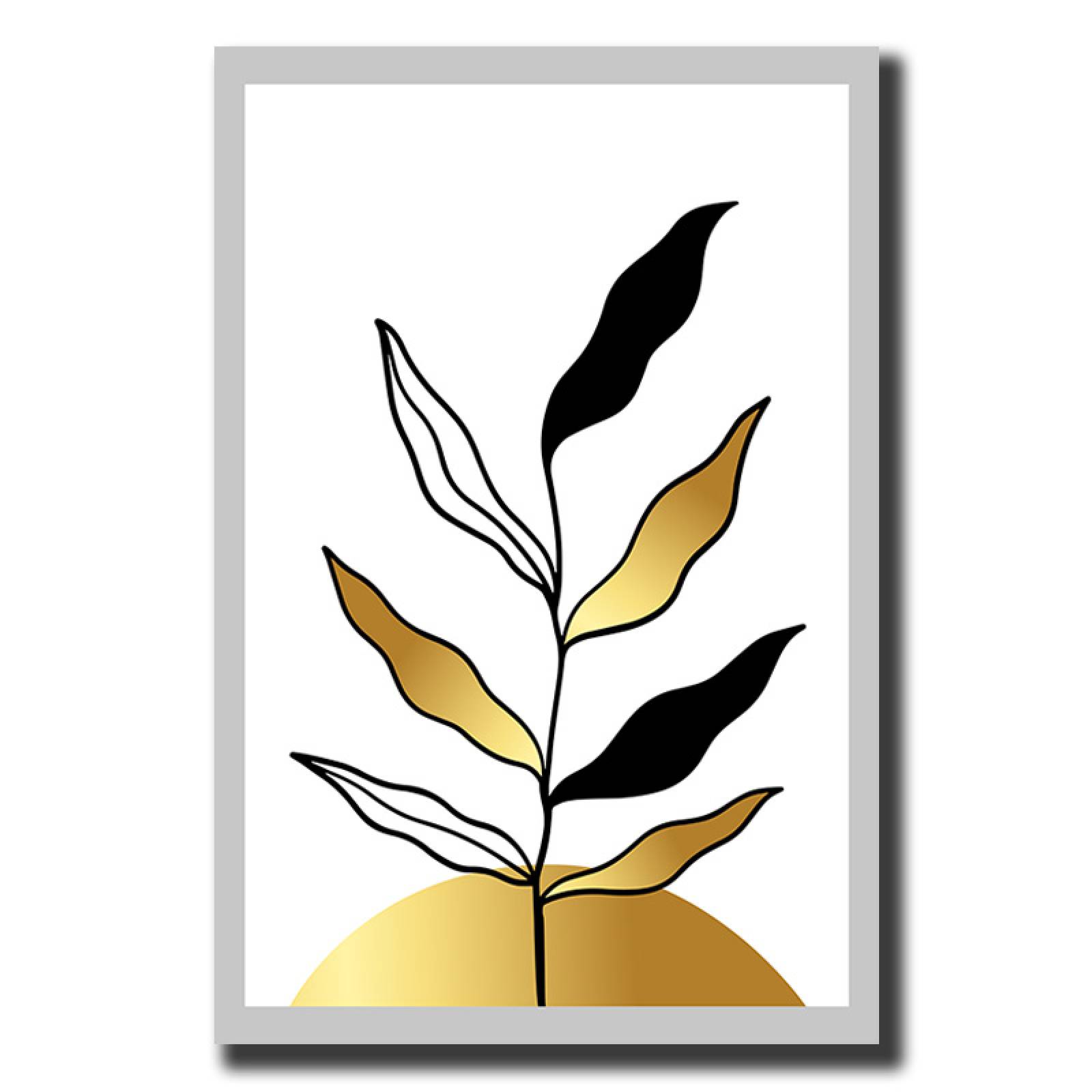 Cuadro Decorativo Hojas Doradas Minimalistas #107 de 60 X 90 cm