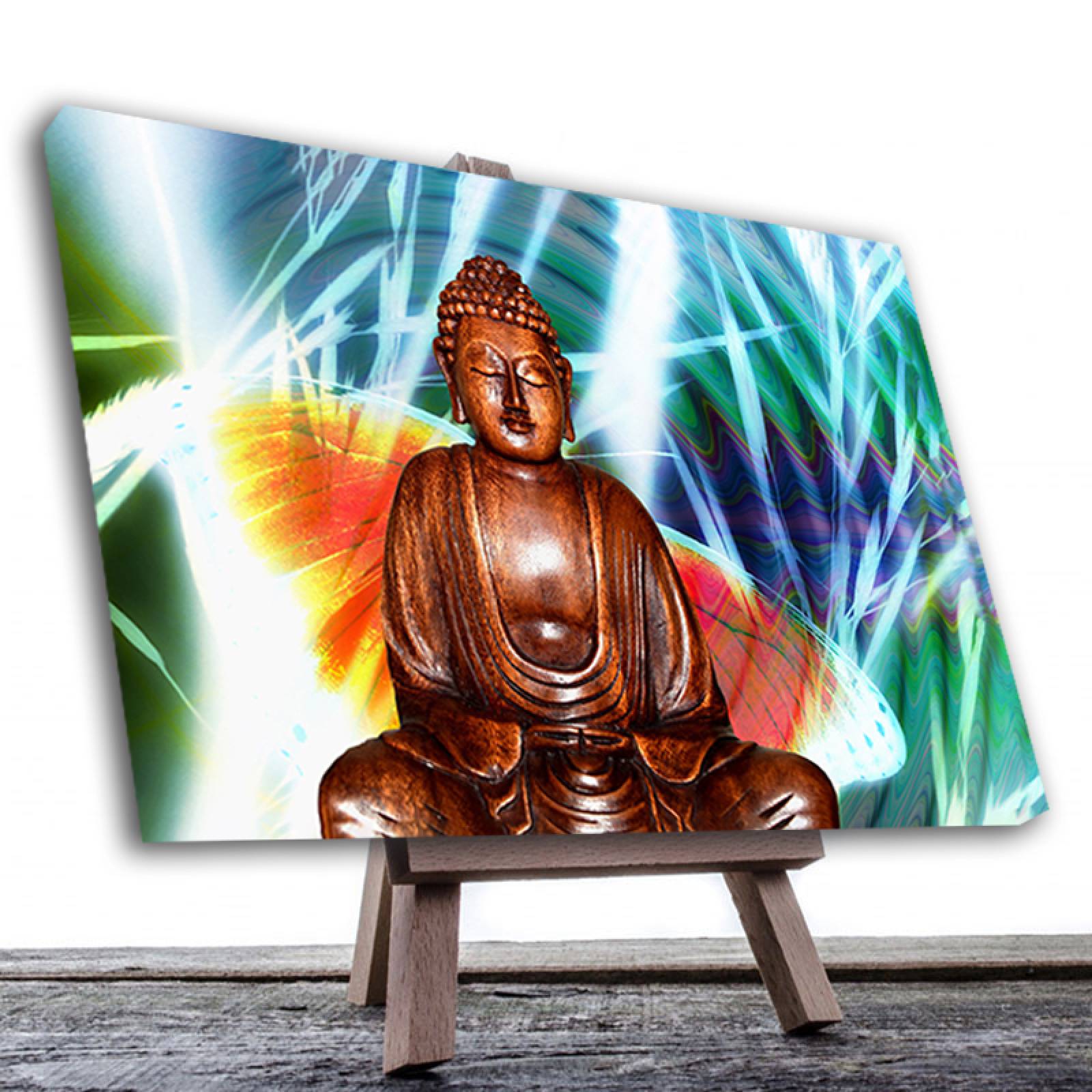 Décoration murale en bois patiné Chakras sukhasana - Maison
