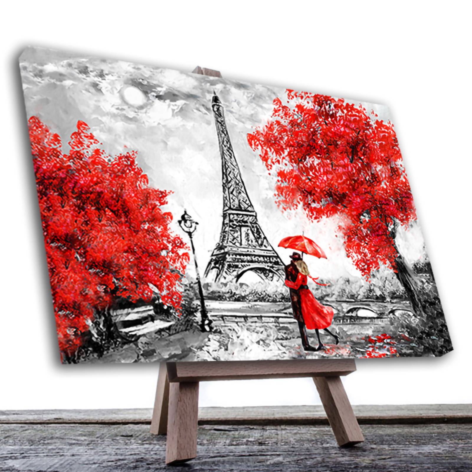Cuadro Decorativo París Blanco Y Negro Con Vivos Rojos #3 60 X 40