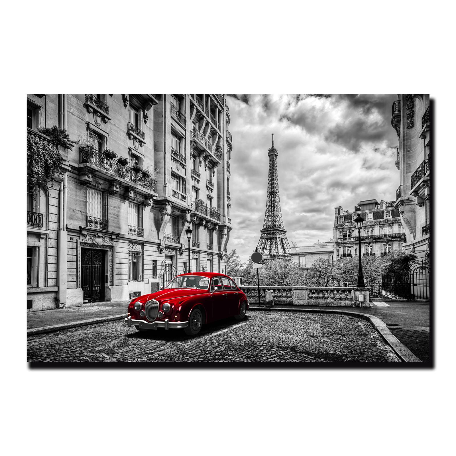 Cuadros Paris Vintage negro y rojo 60 x 40 Set de 2 piezas en tela canvas 